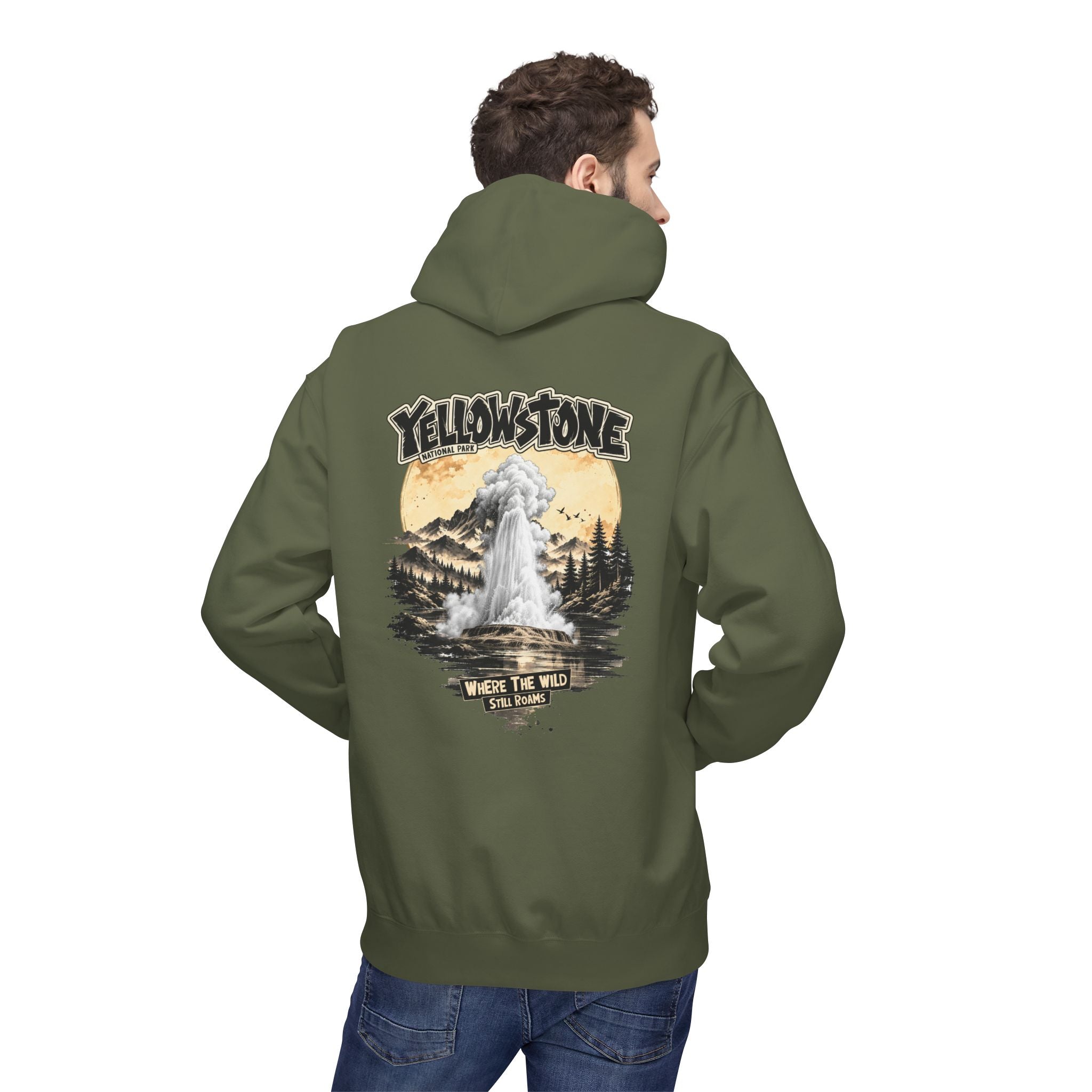 Yellowstone Old Faithful – Where the Wild Still Roams Hoodie Model1