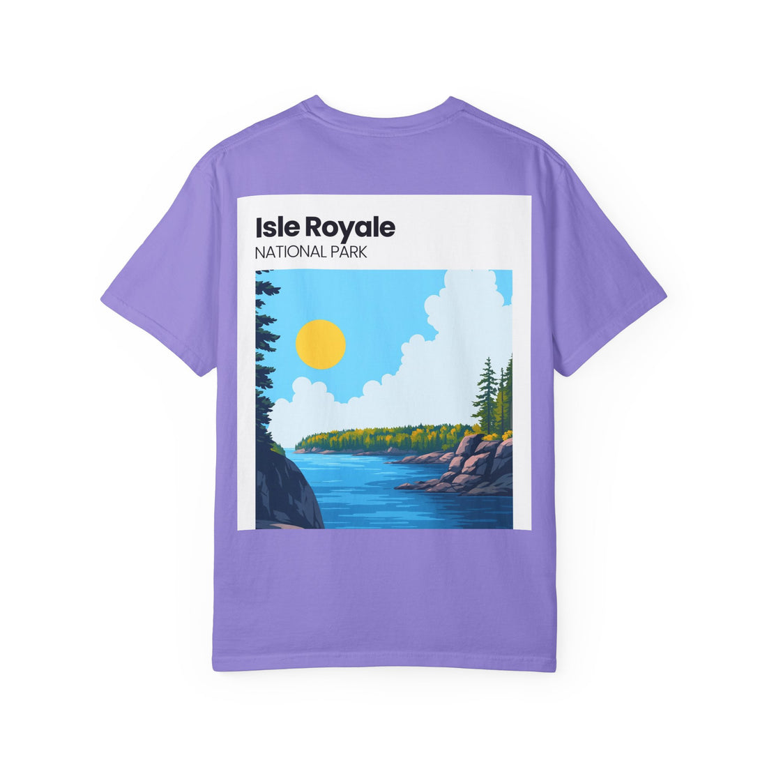 Isle Royale National Park Illustration T-shirt | Scenic Lake Sunrise Tee