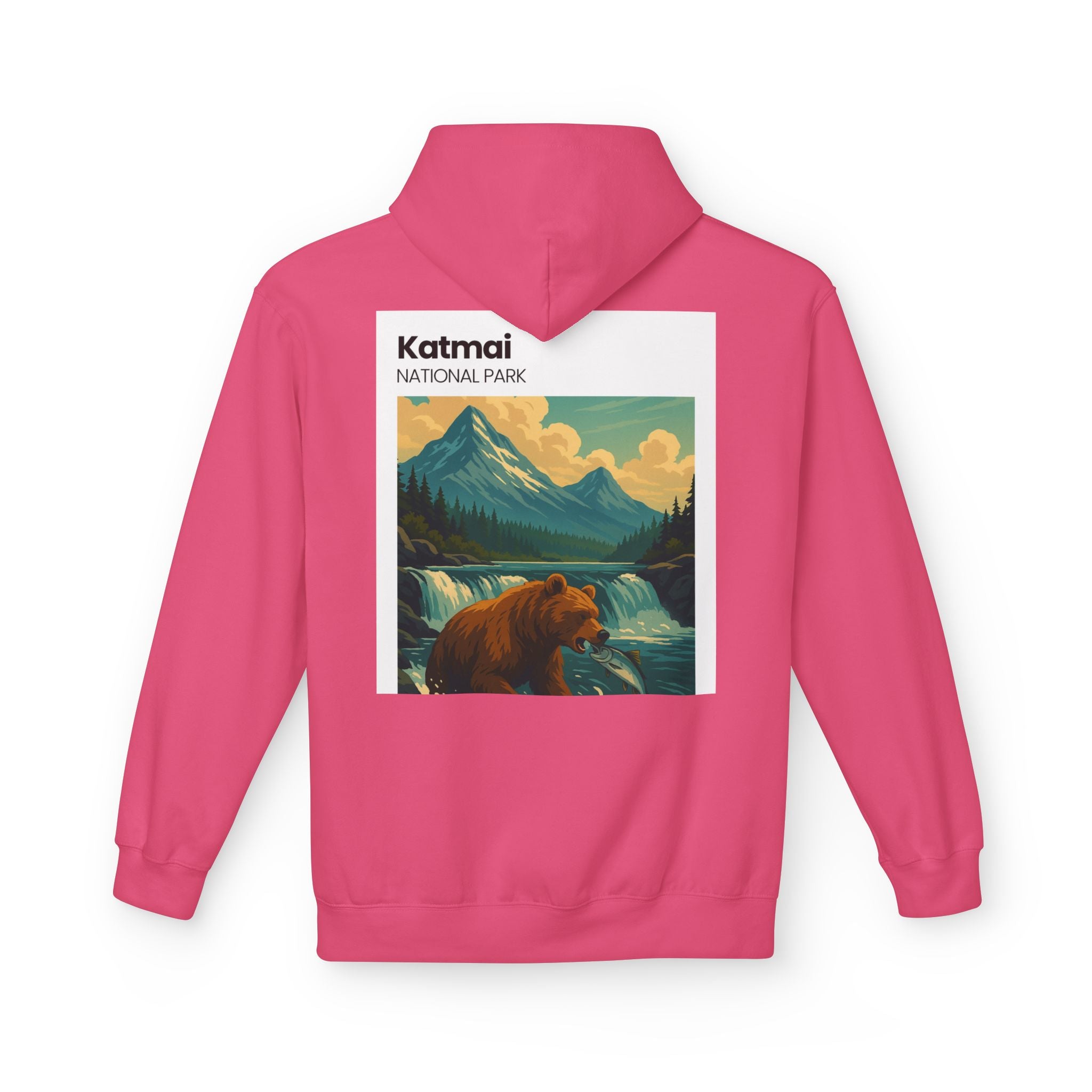 Katmai National Park Bear Hoodie | Vintage Wilderness Landscape