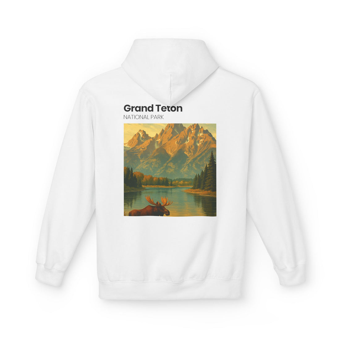 Grand Teton National Park scenic print Hoodie | Moose Lake mountain landscape