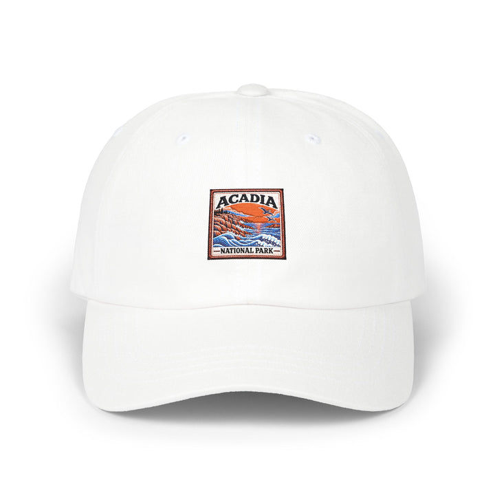 Acadia National Park Rocky Coast Square Logo Dad Cap