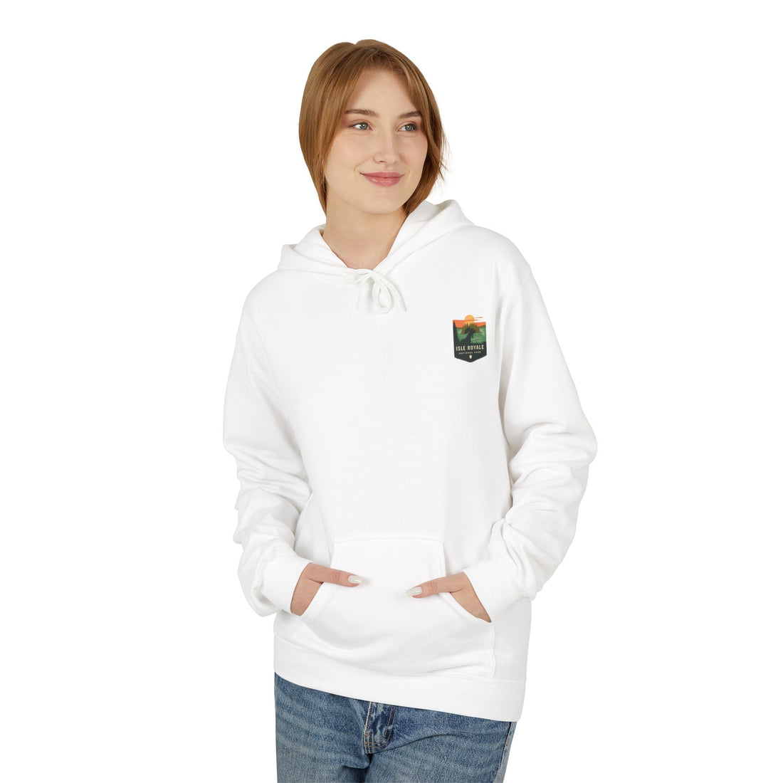 Mountain Sunset Badge Hoodie | Minimal Outdoor Patch Design