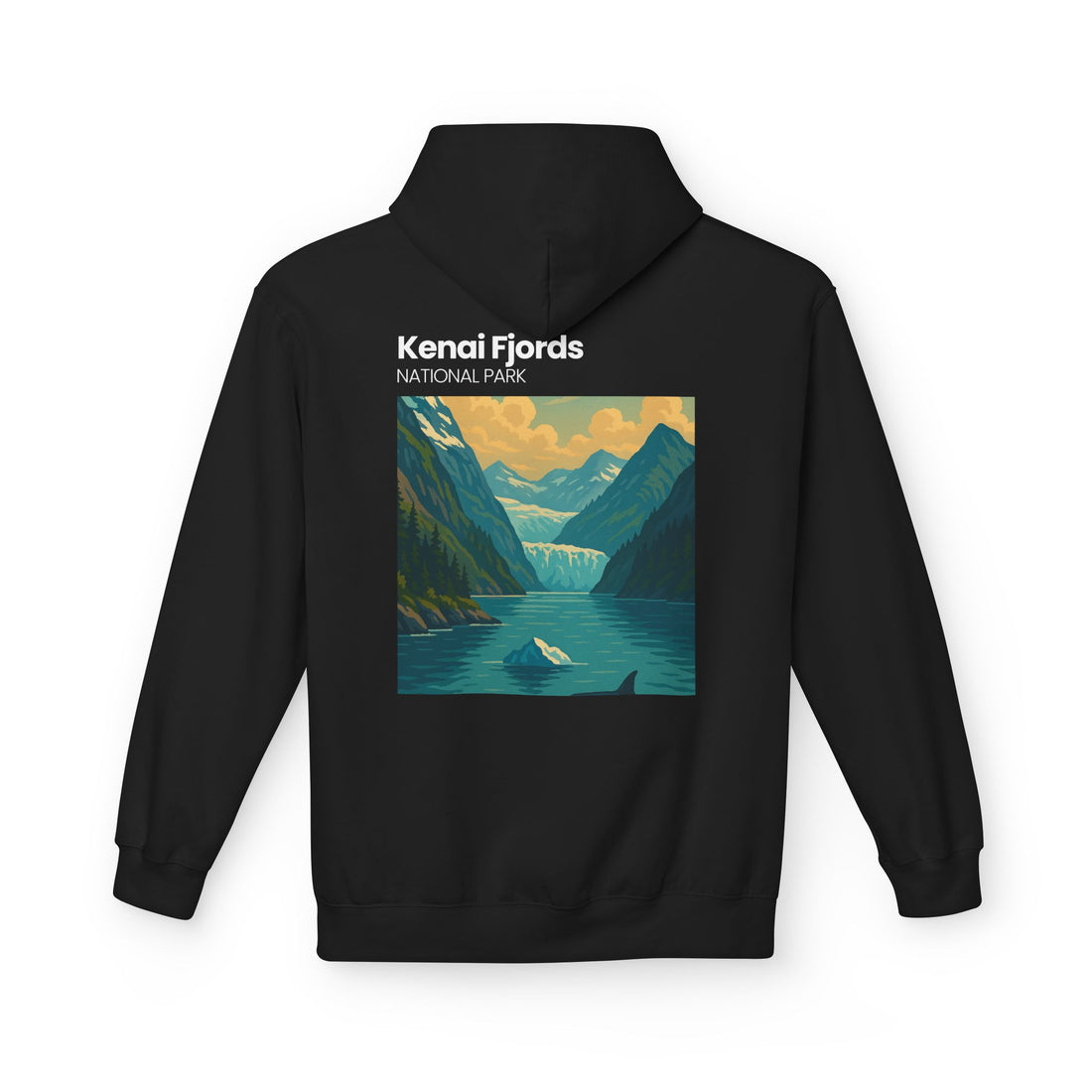 Kenai Fjords National Park landscape Hoodie | Alaska fjord vintage poster