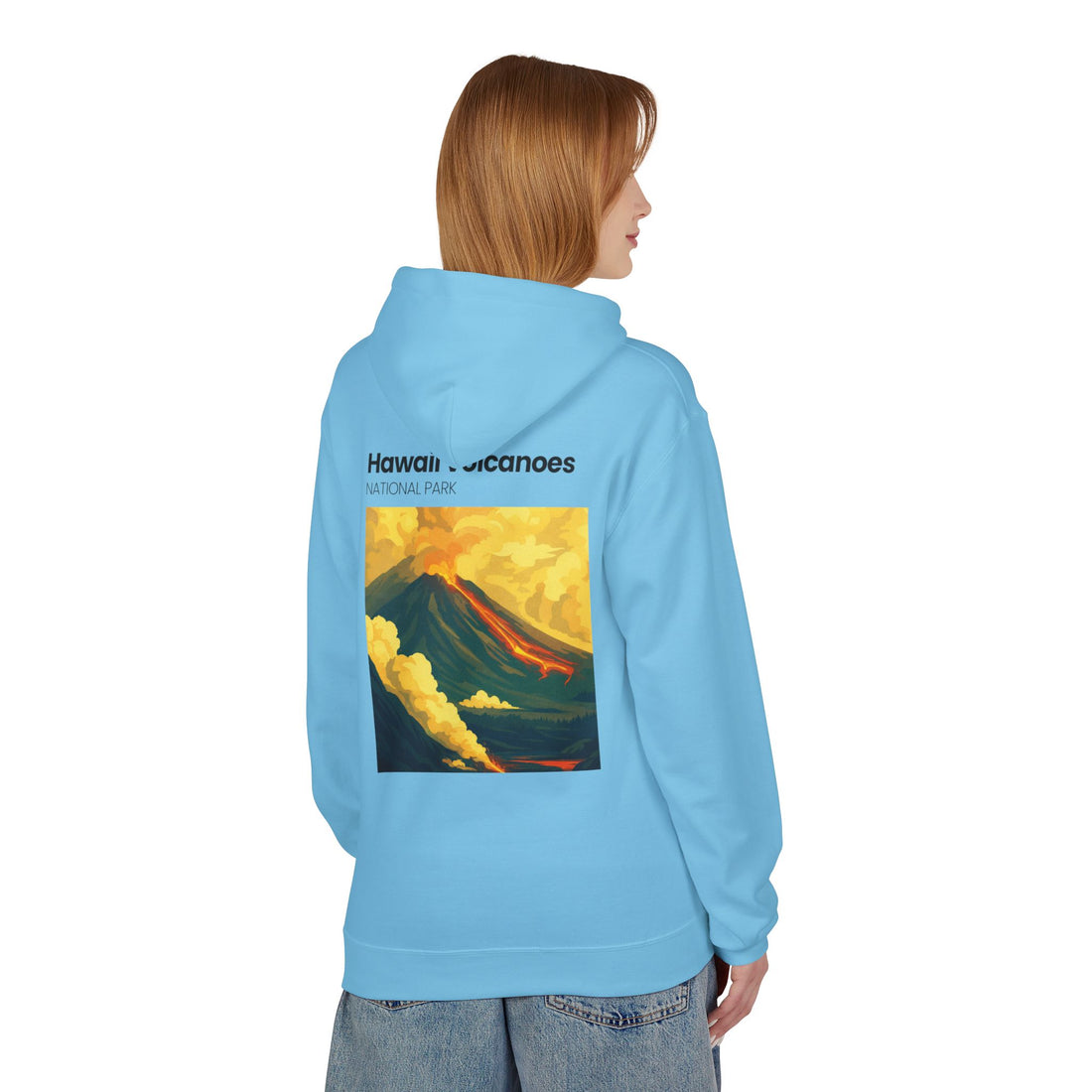 Hawaii Volcanoes National Park Volcano Illustration Hoodie | Vintage Travel Poster Style