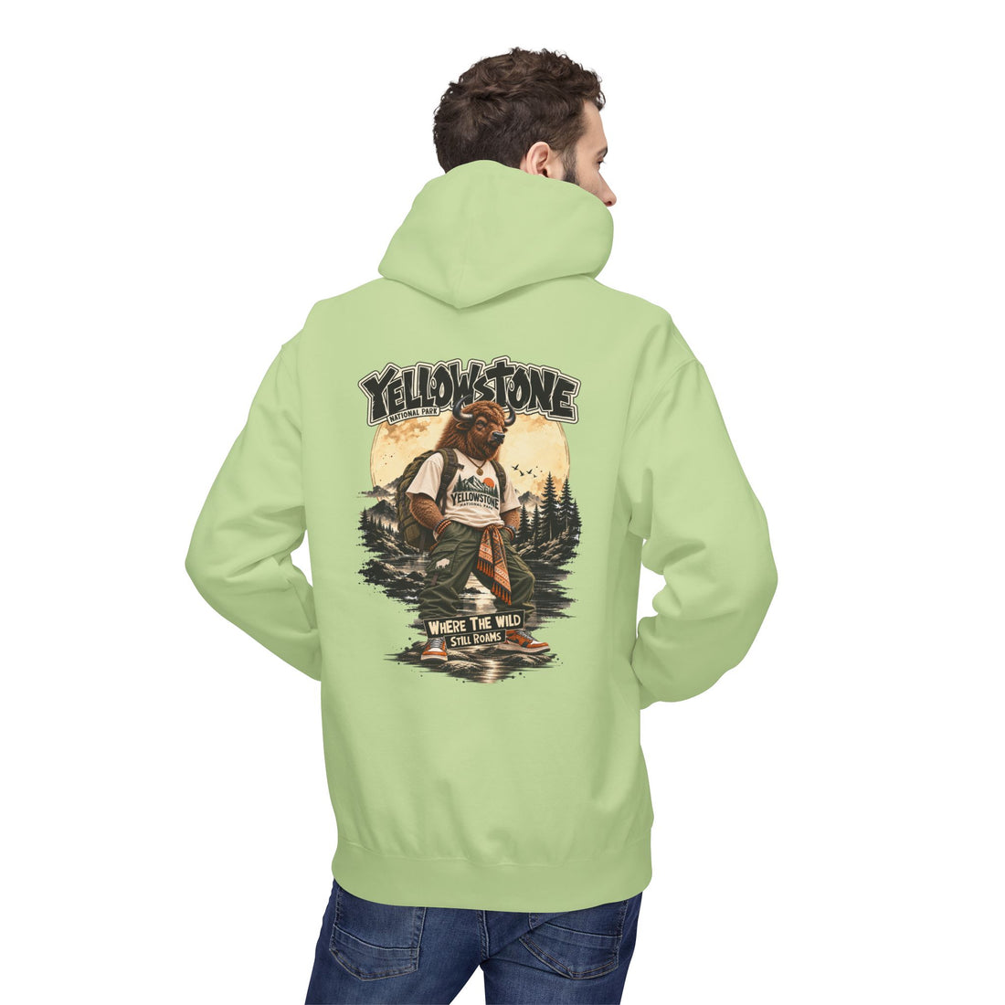 Yellowstone Bison – Where the Wild Still Roams Hoodie Model1