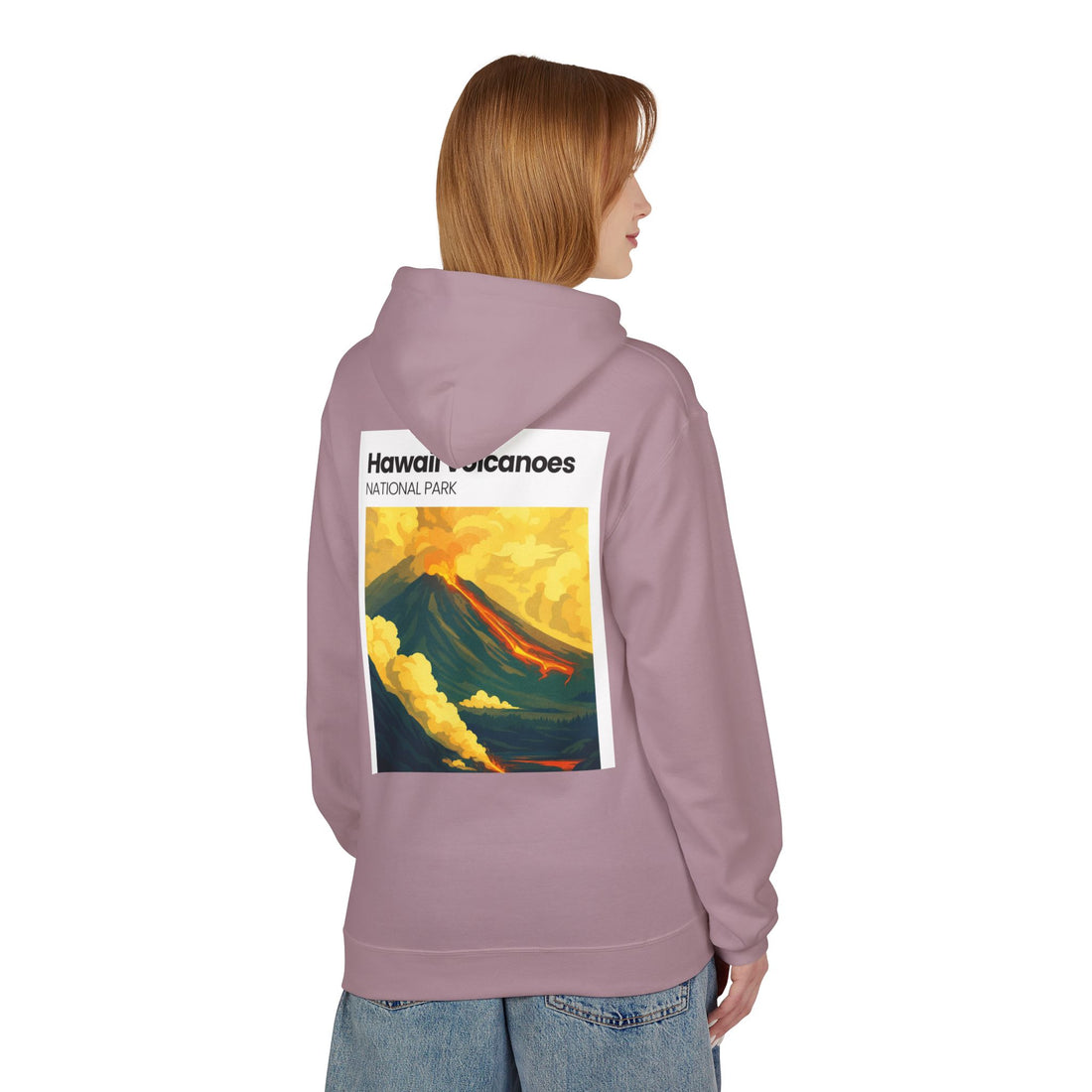 Hawaii Volcanoes National Park Volcano Illustration Hoodie | Vintage Travel Poster Style