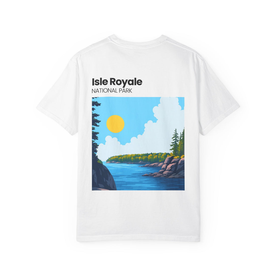 Isle Royale National Park Illustration T-shirt | Scenic Lake Sunrise Tee