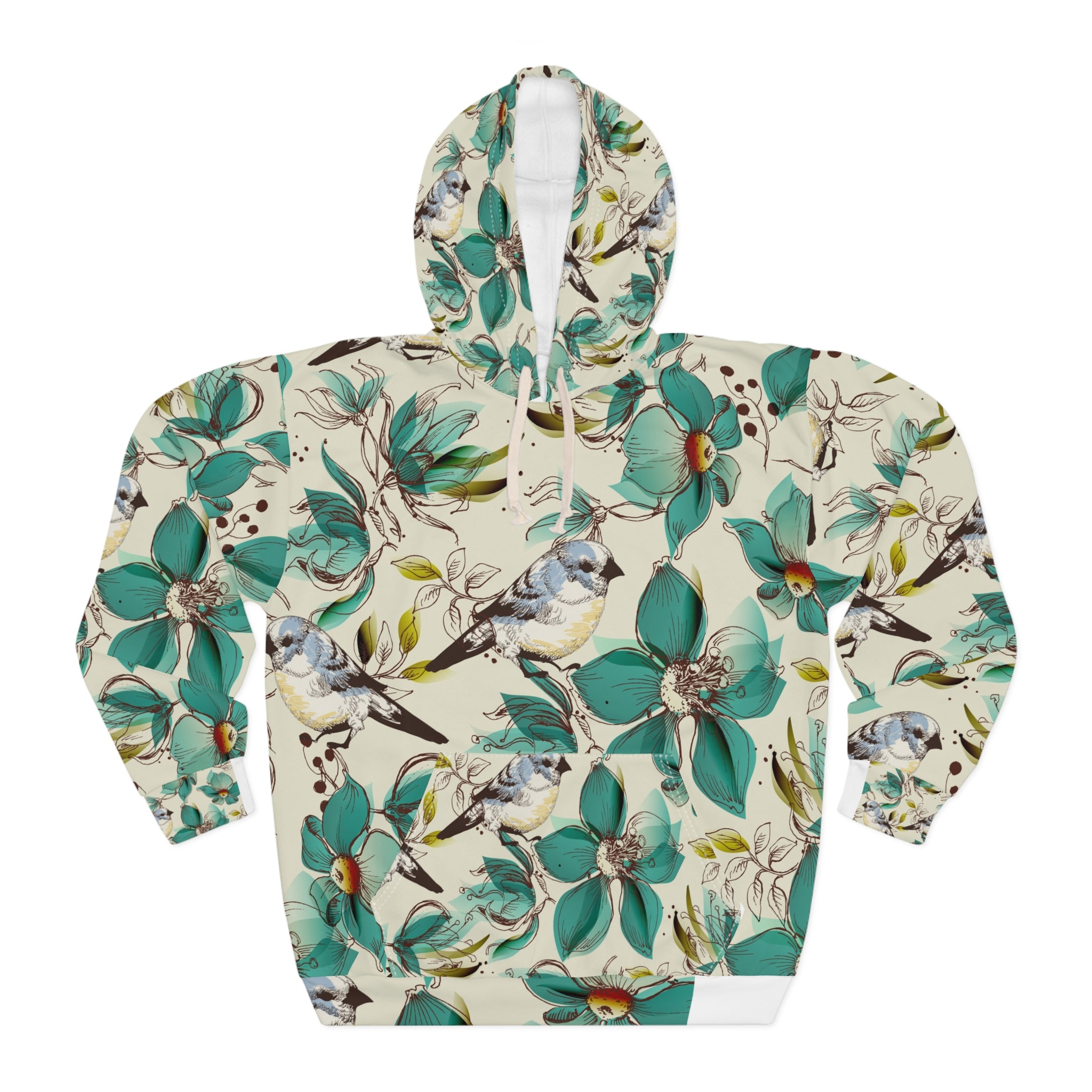 Floral Bird Unisex Pullover Hoodie - Cozy & Stylish Spring Fashion