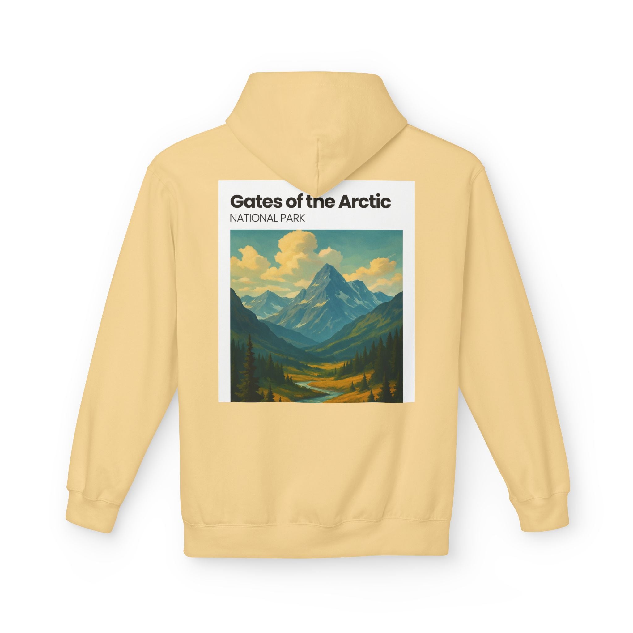 Gates of the Arctic National Park Hoodie | Mountain Landscape Retro Poster