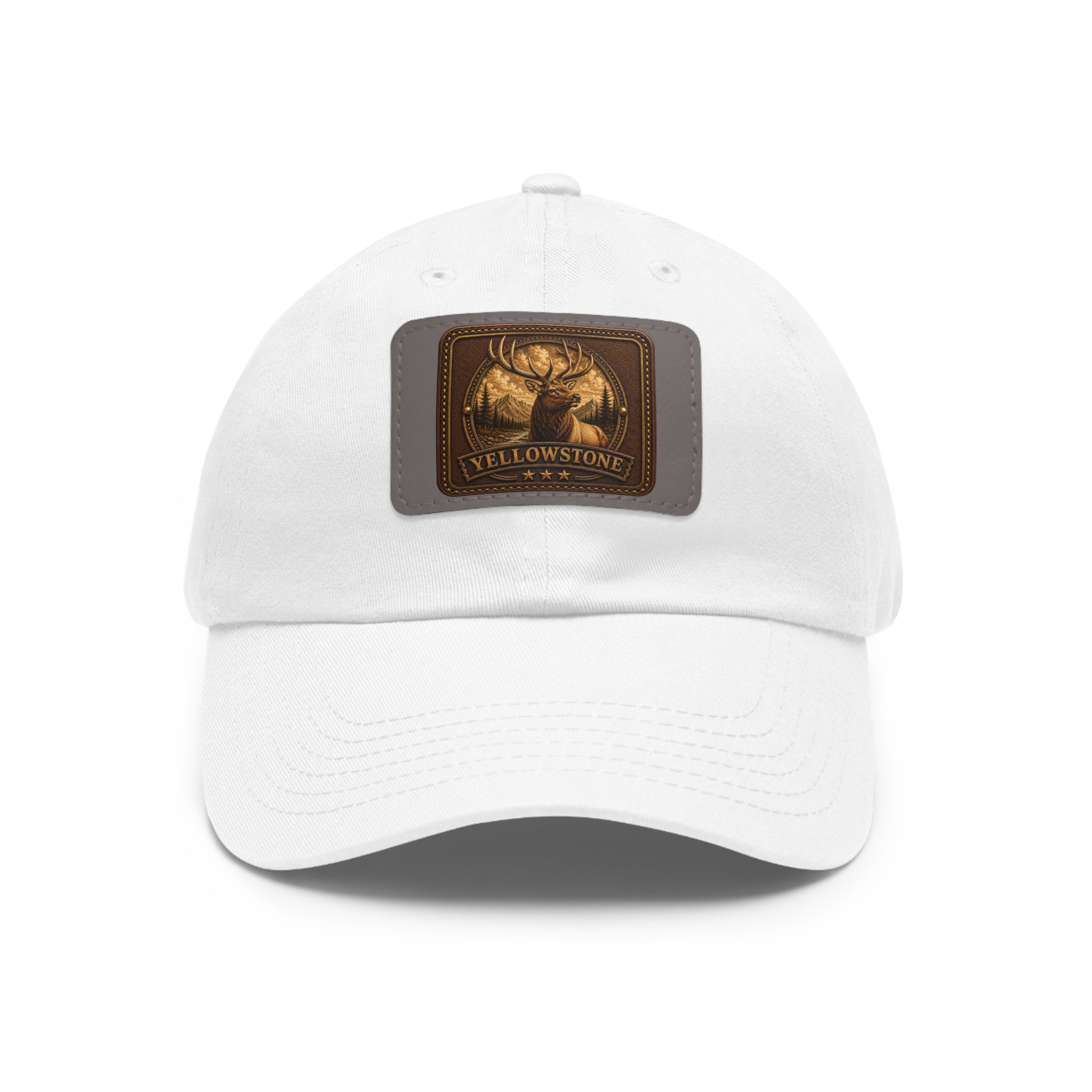 Yellowstone elk Leather Patch Dad Hat | Rectangle Patch Cap
