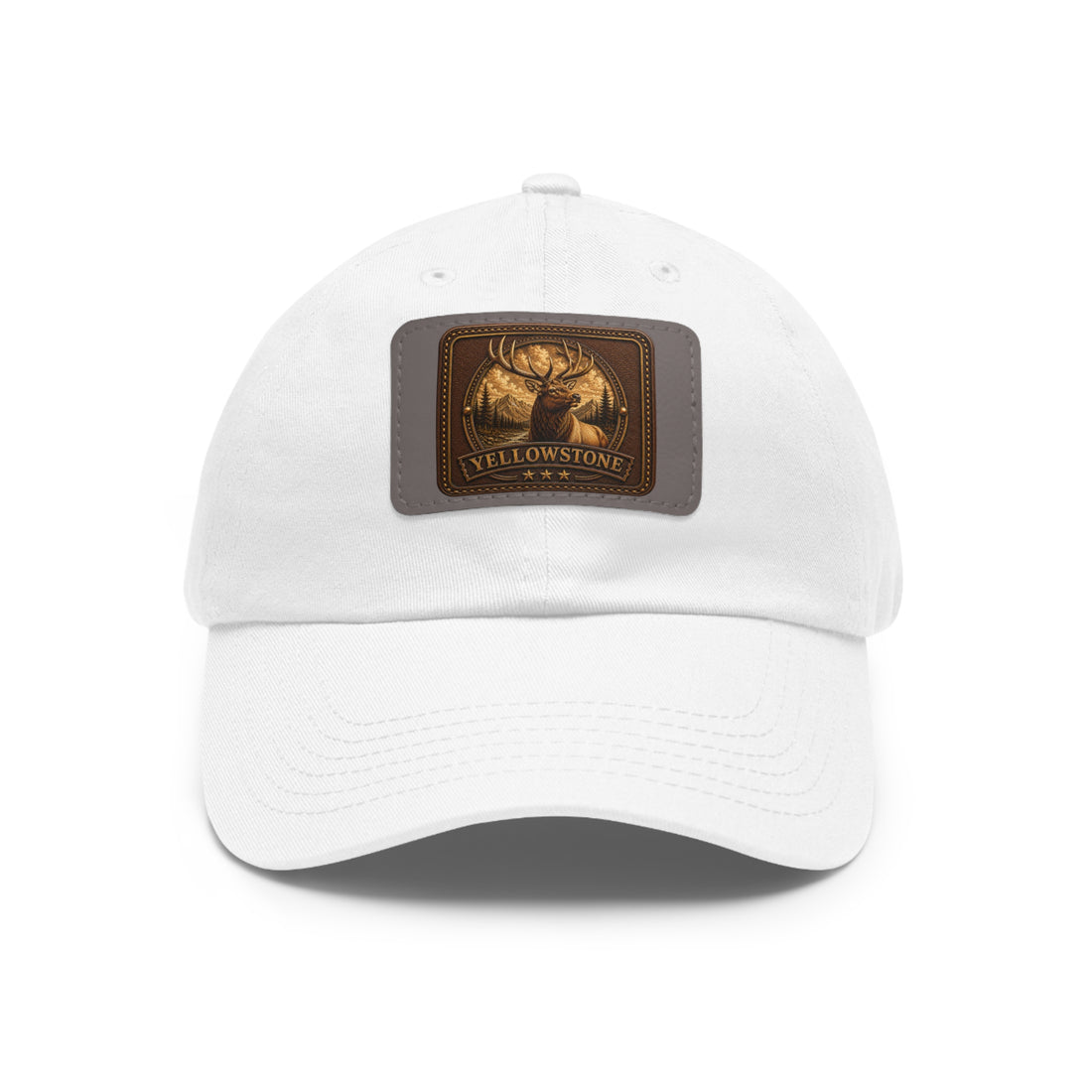 Yellowstone elk Leather Patch Dad Hat | Rectangle Patch Cap