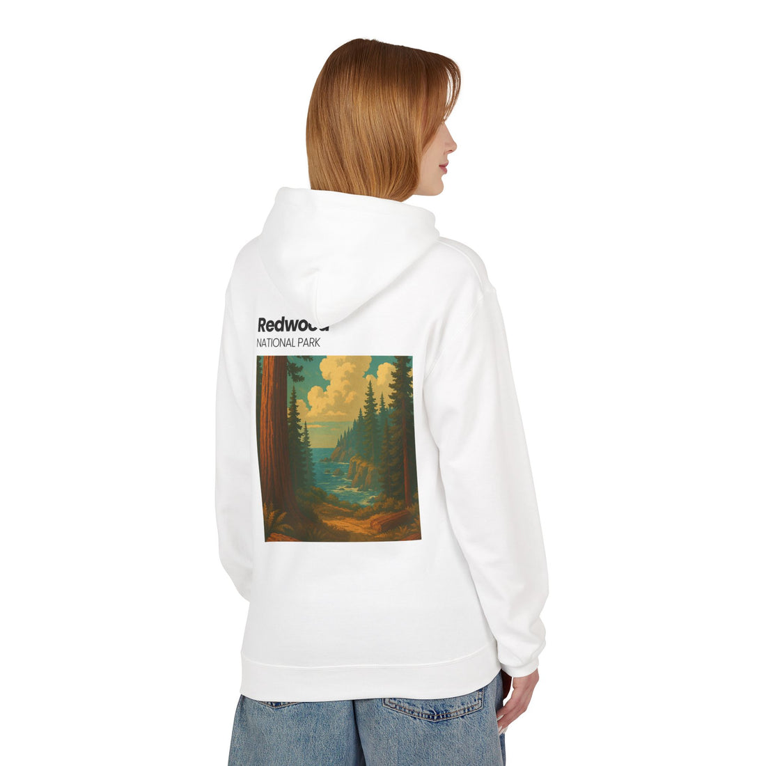 Redwood National Park vintage landscape Hoodie | forest waterfall retro travel art
