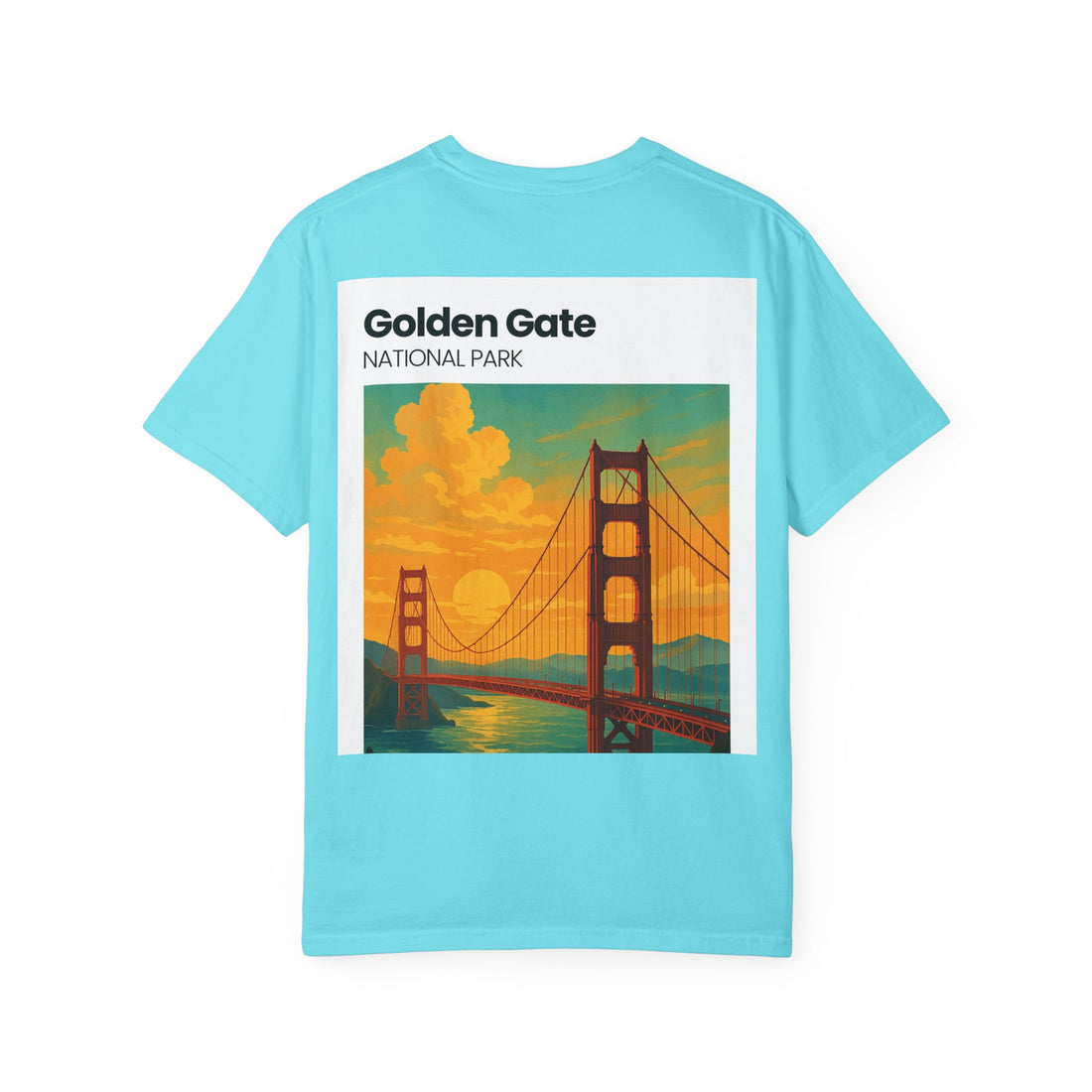 Golden Gate National Park Poster T-shirt | Vintage Sunset Bridge Design