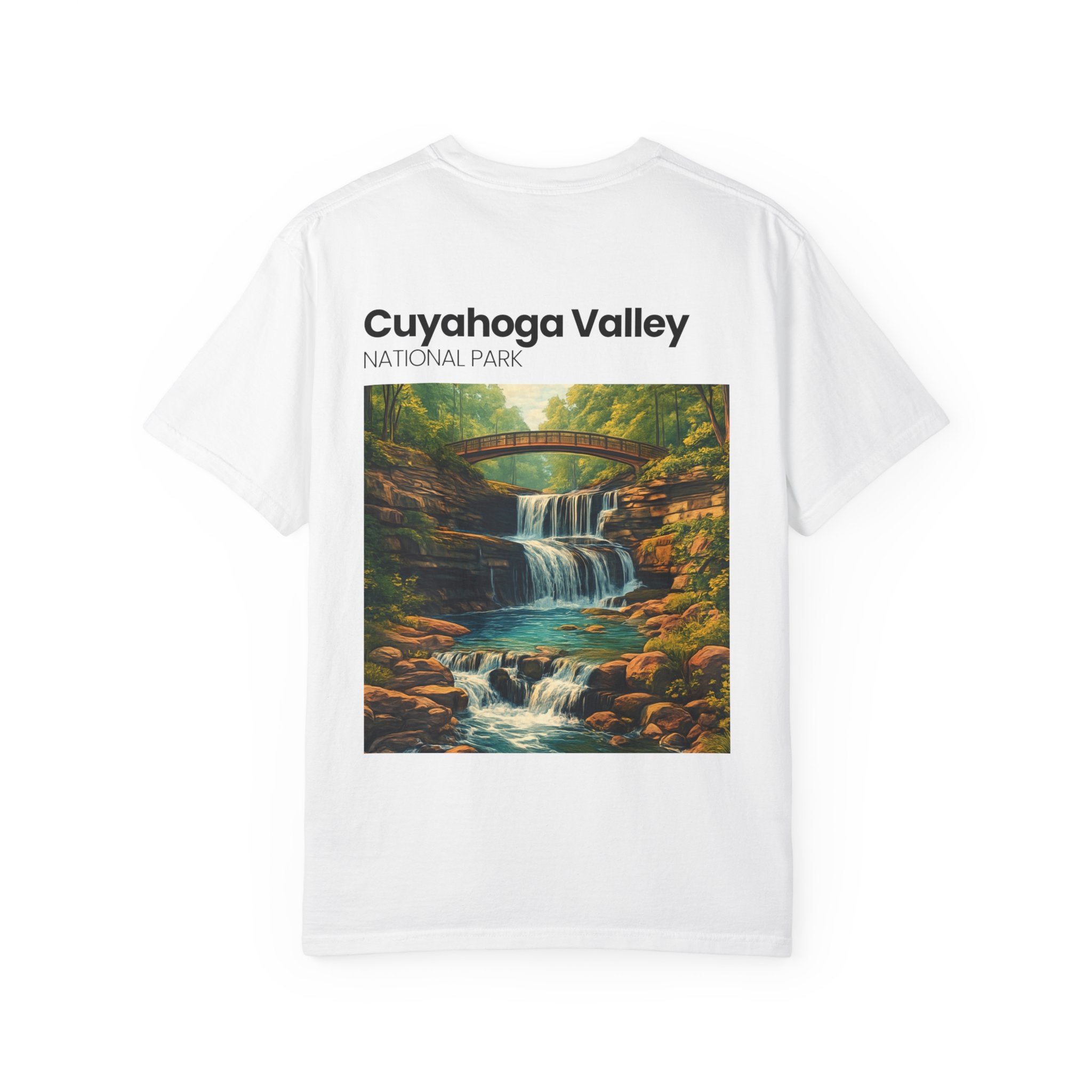 Cuyahoga Valley Waterfall Illustration T-Shirt | National Park Landscape
