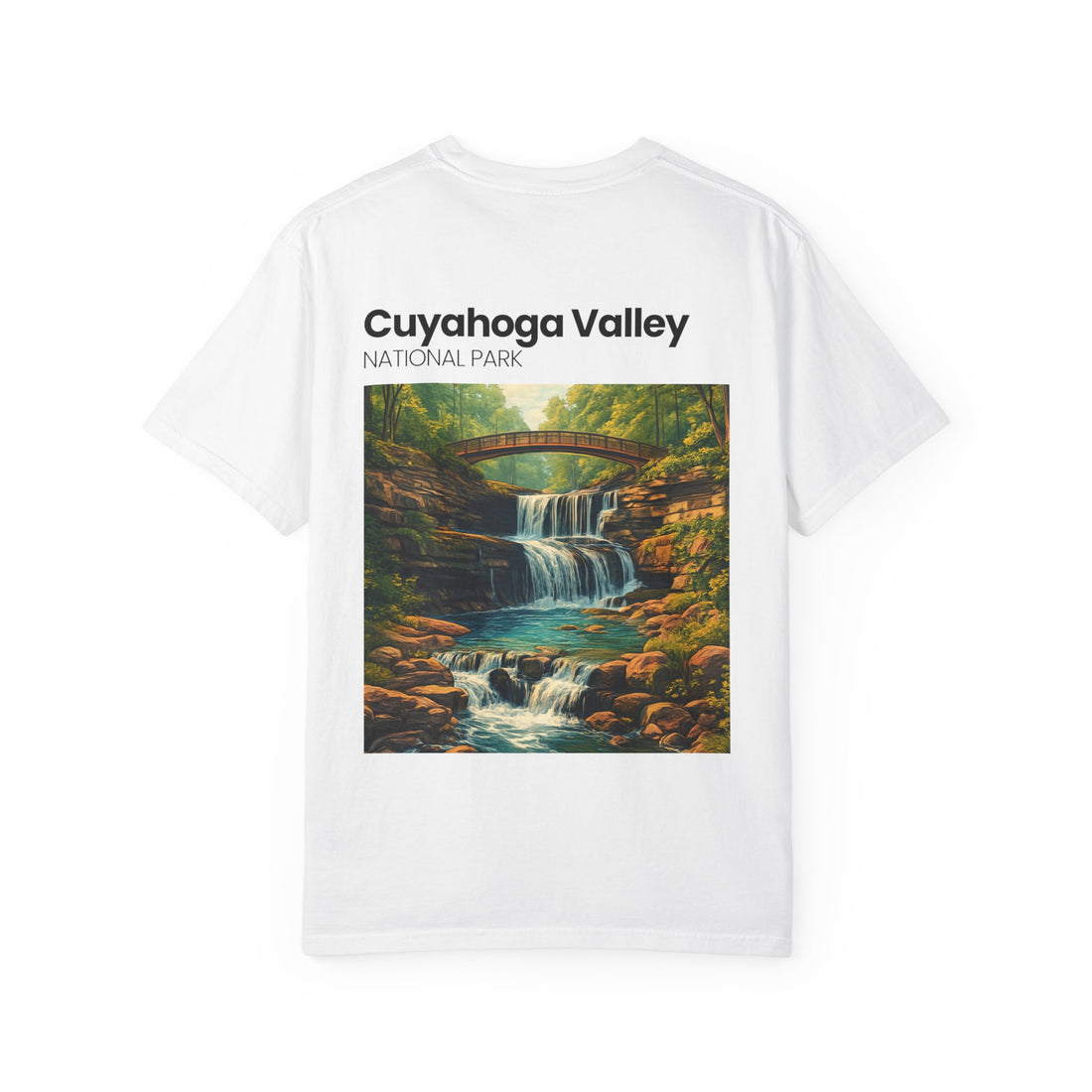 Cuyahoga Valley Waterfall Illustration T-Shirt | National Park Landscape