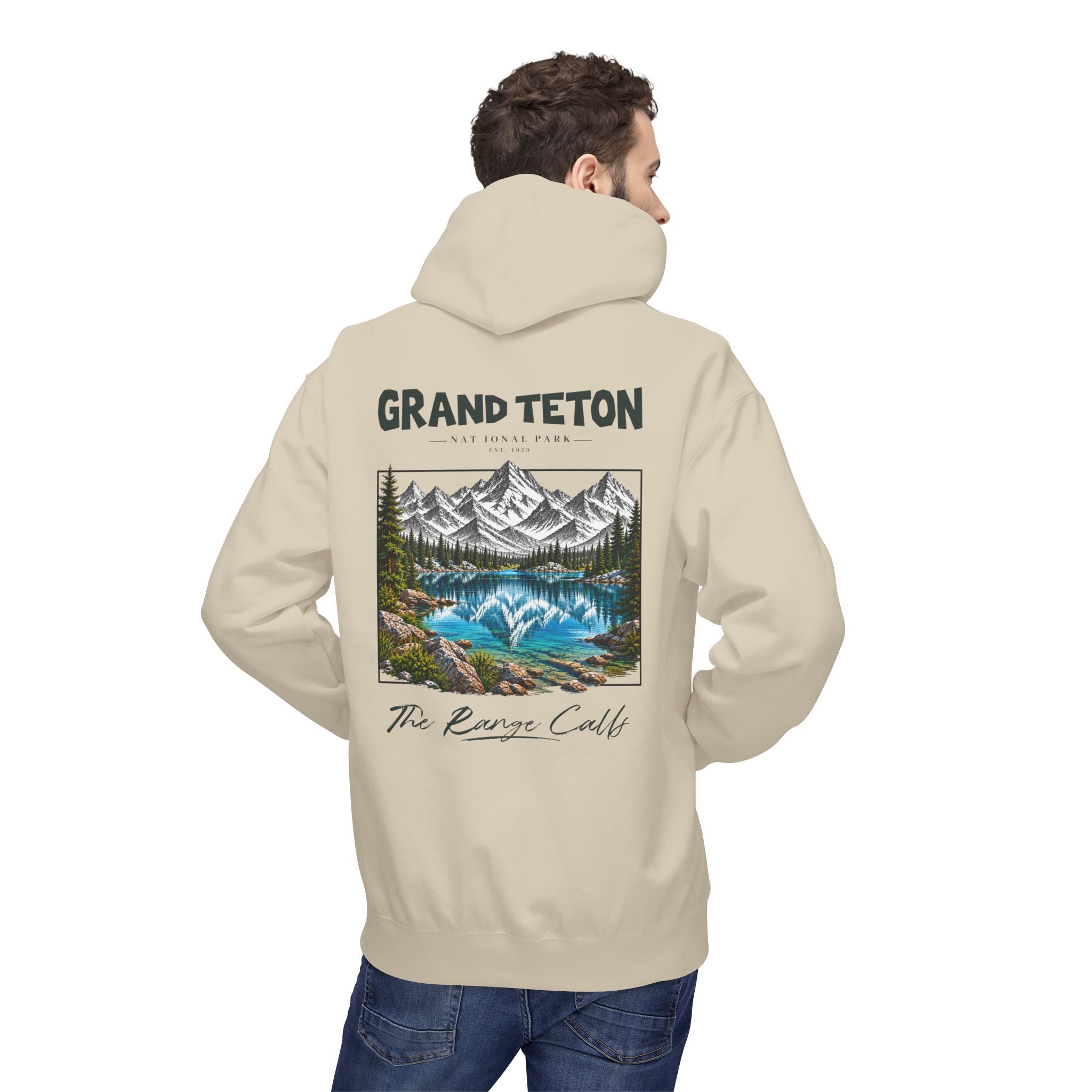 Grand Teton National Park Lake Reflection Graphic Hoodie