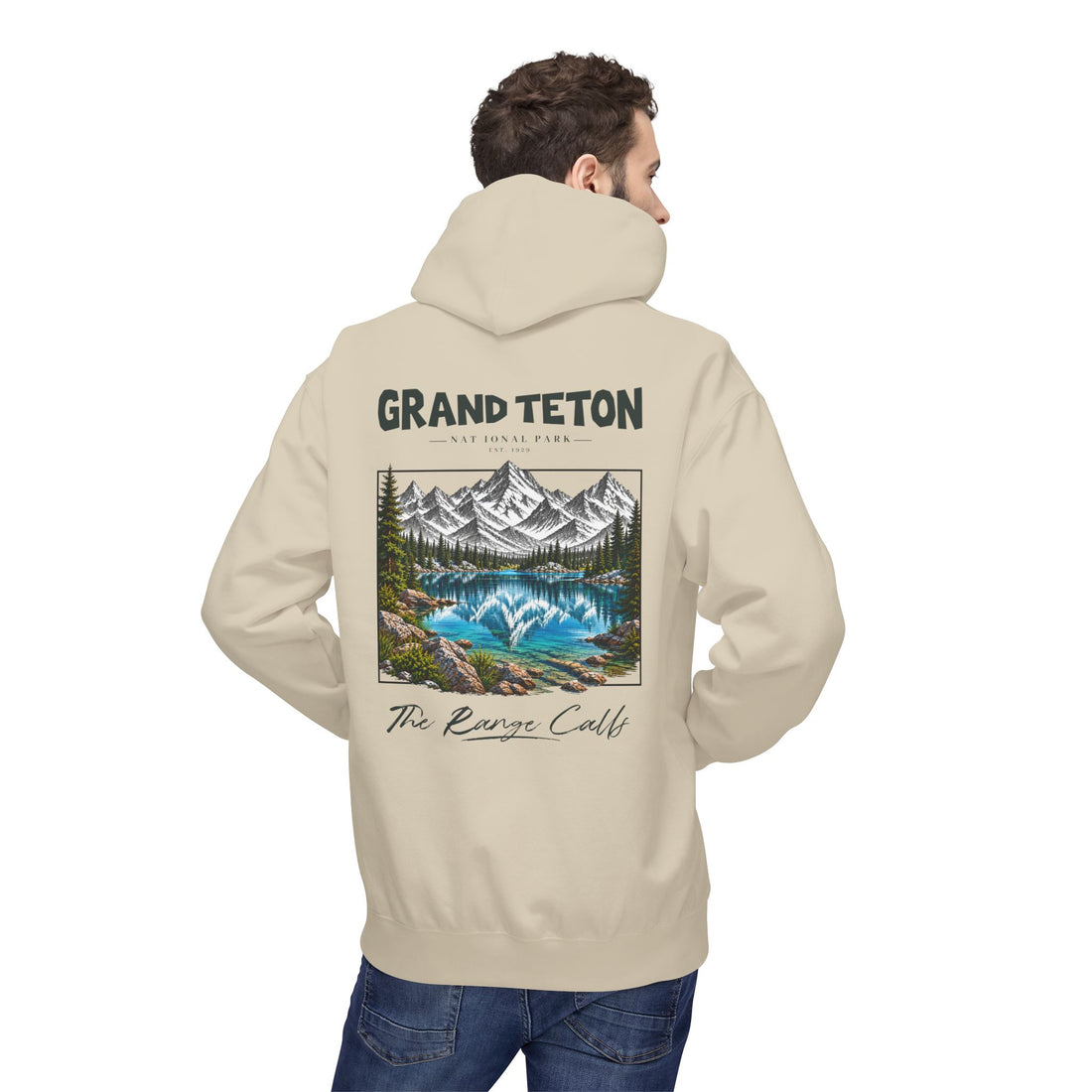 Grand Teton National Park Lake Reflection Graphic Hoodie
