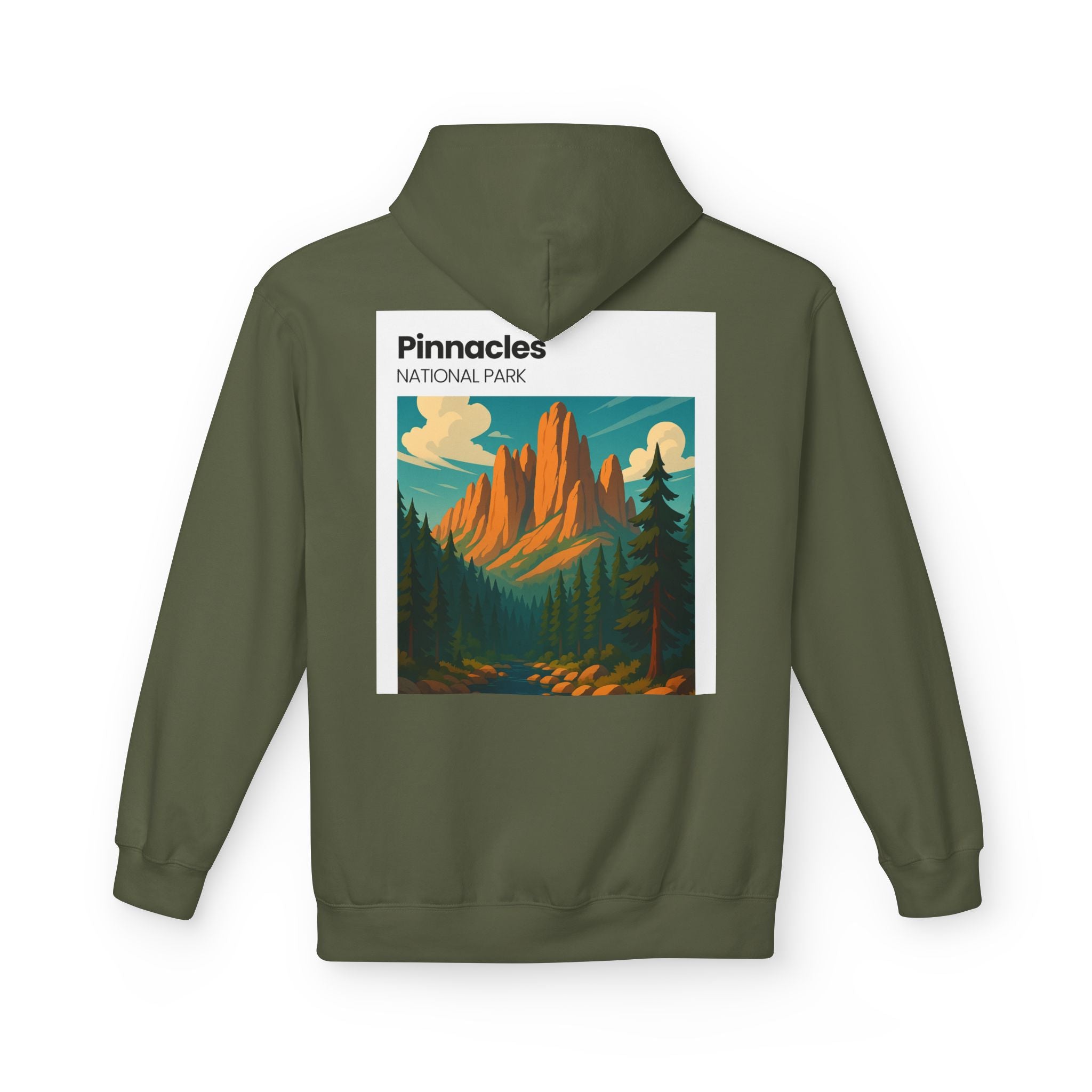Pinnacles National Park vintage poster Hoodie | Mountain landscape camp retro