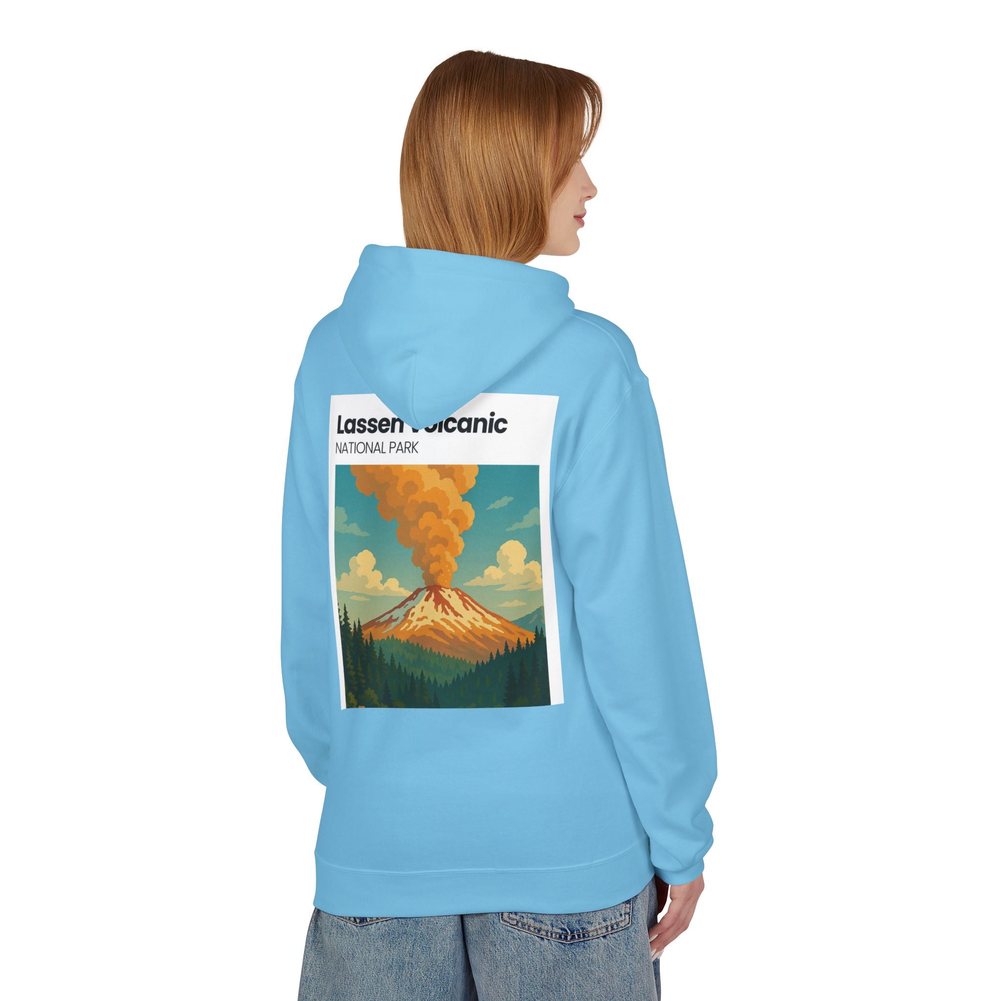 Lassen Volcanic Poster Hoodie | National Park Volcano Illustration