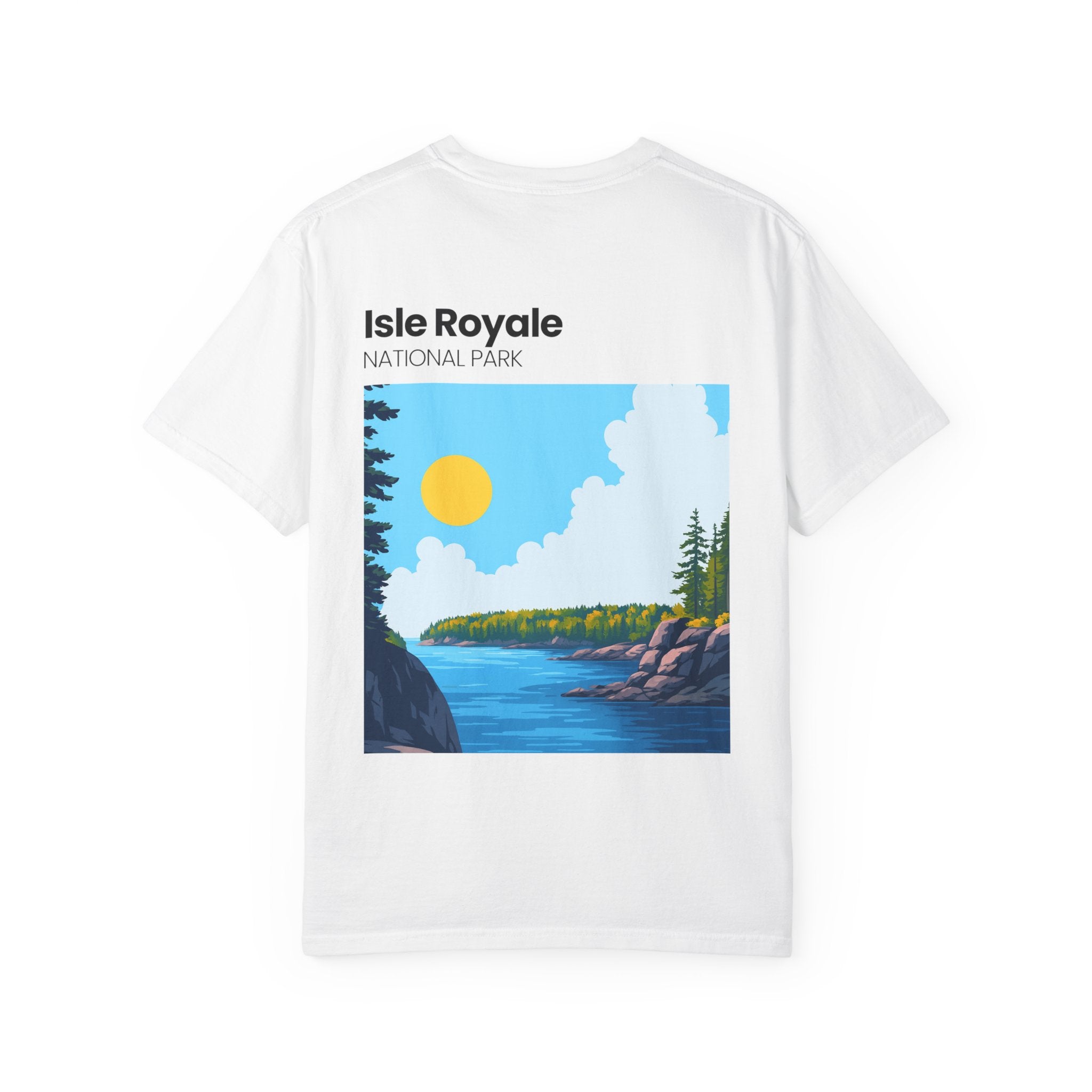 Isle Royale National Park Illustration T-shirt | Scenic Lake Sunrise Tee