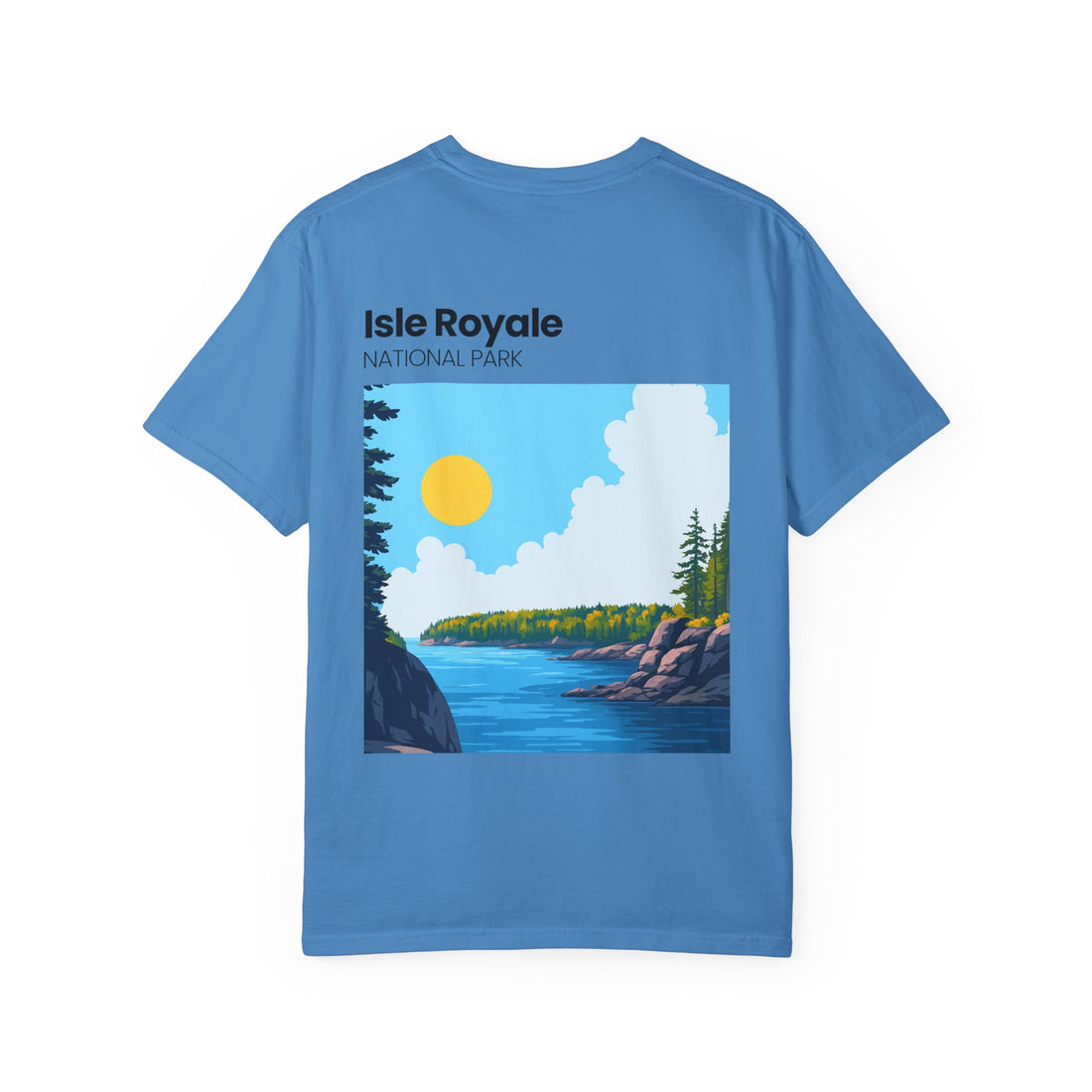 Isle Royale National Park Illustration T-shirt | Scenic Lake Sunrise Tee