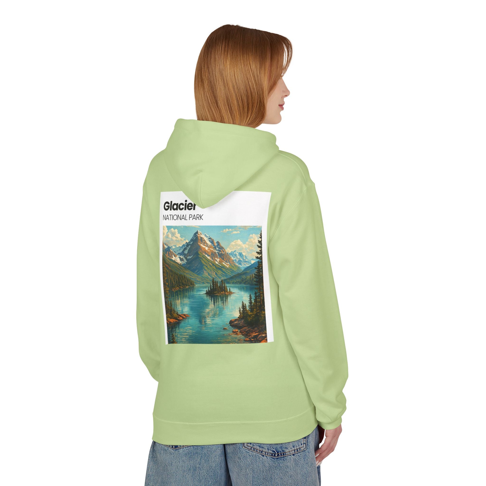Glacier National Park landscape Hoodie | Retro mountain lake design