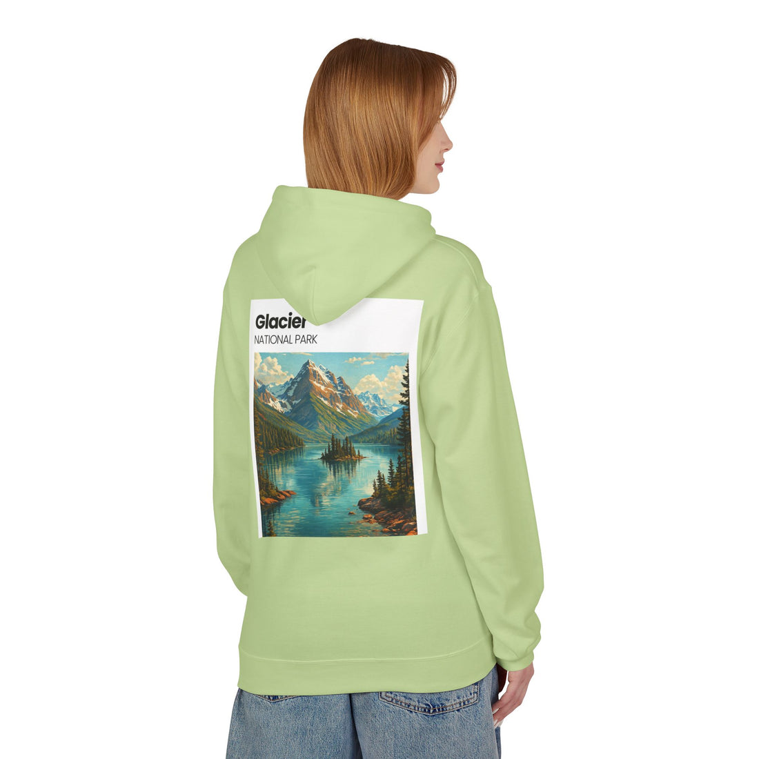 Glacier National Park landscape Hoodie | Retro mountain lake design