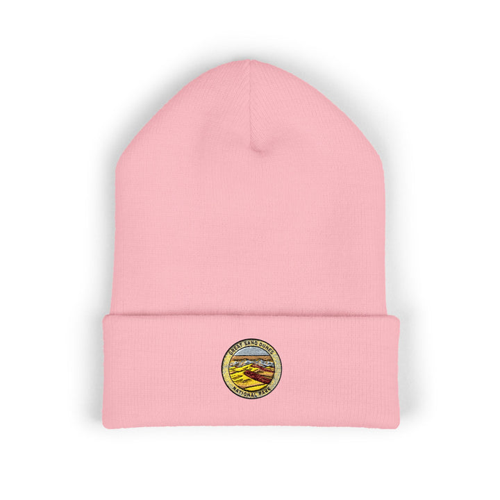 Great Sand Dunes Sunset Mountain Patch Beanie | Embroidered Cuffed Beanie