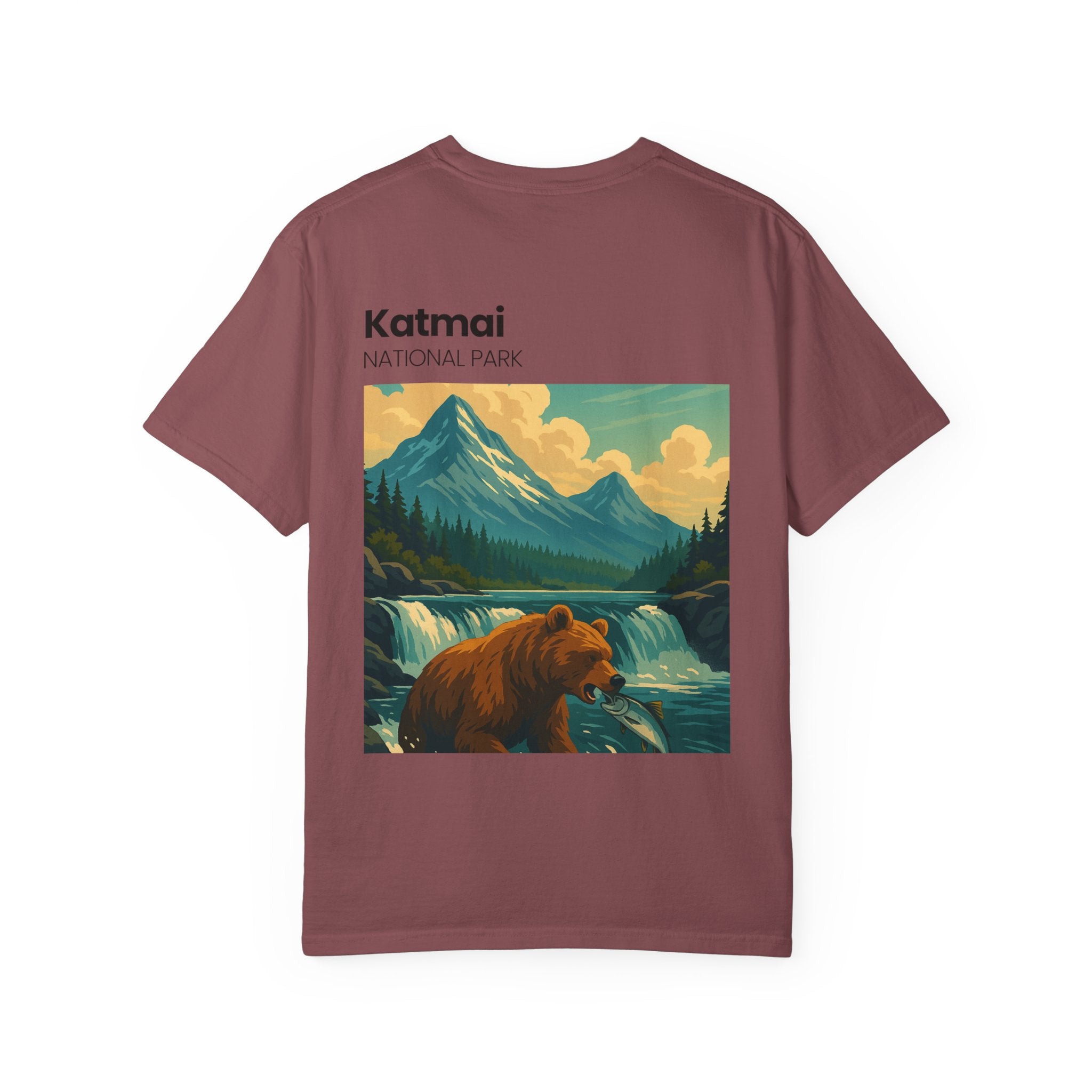 Katmai National Park Bear Illustration T-shirt | Mountain River Nature Tee