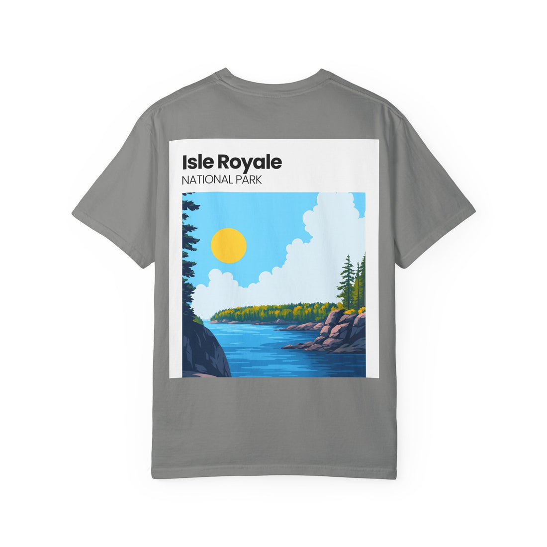 Isle Royale National Park Illustration T-shirt | Scenic Lake Sunrise Tee