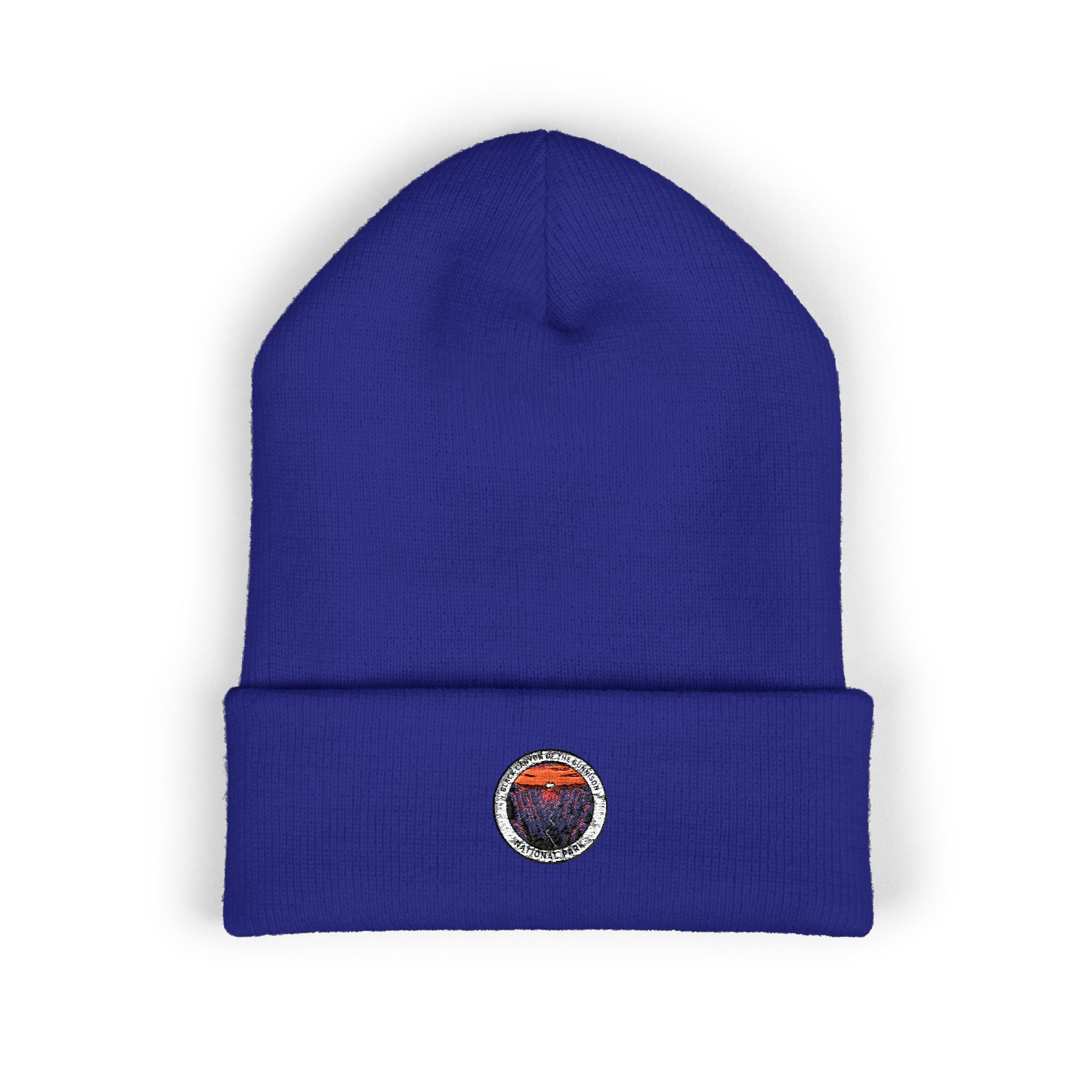 Sunset Mountain Patch Beanie | Embroidered Cuffed Beanie