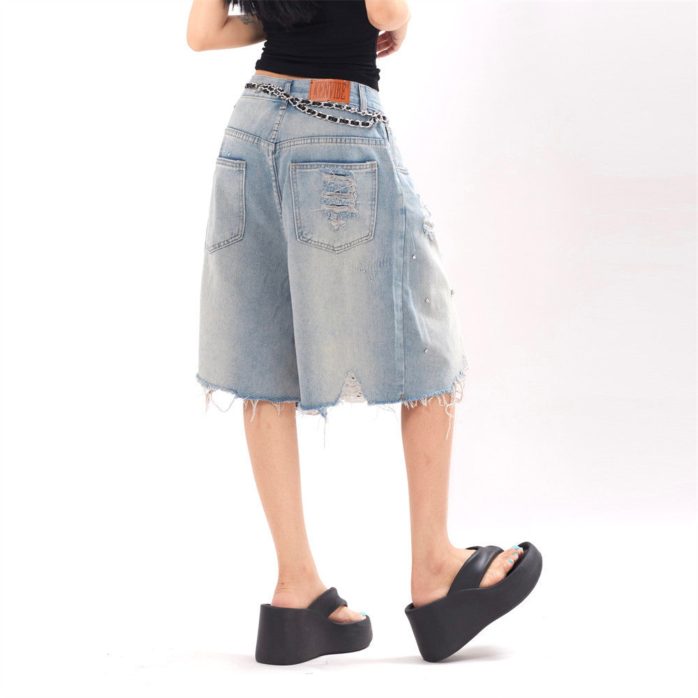 Ripped Denim Shorts For Men And Women