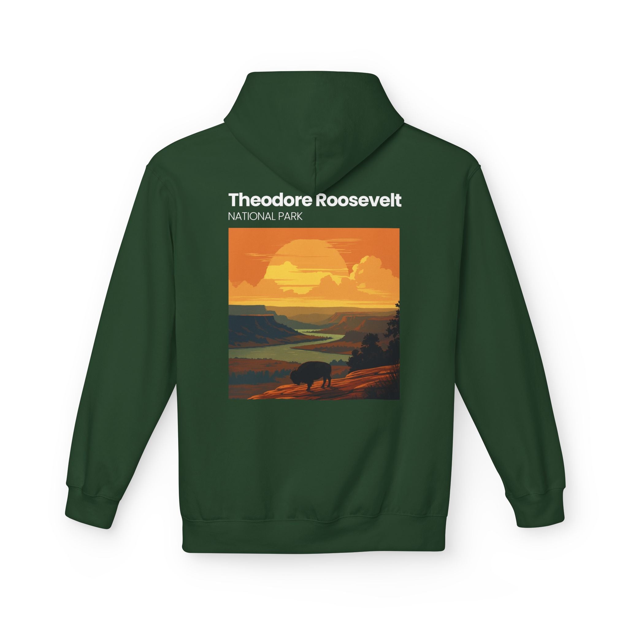 Theodore Roosevelt National Park Hoodie | Vintage Sunset Landscape