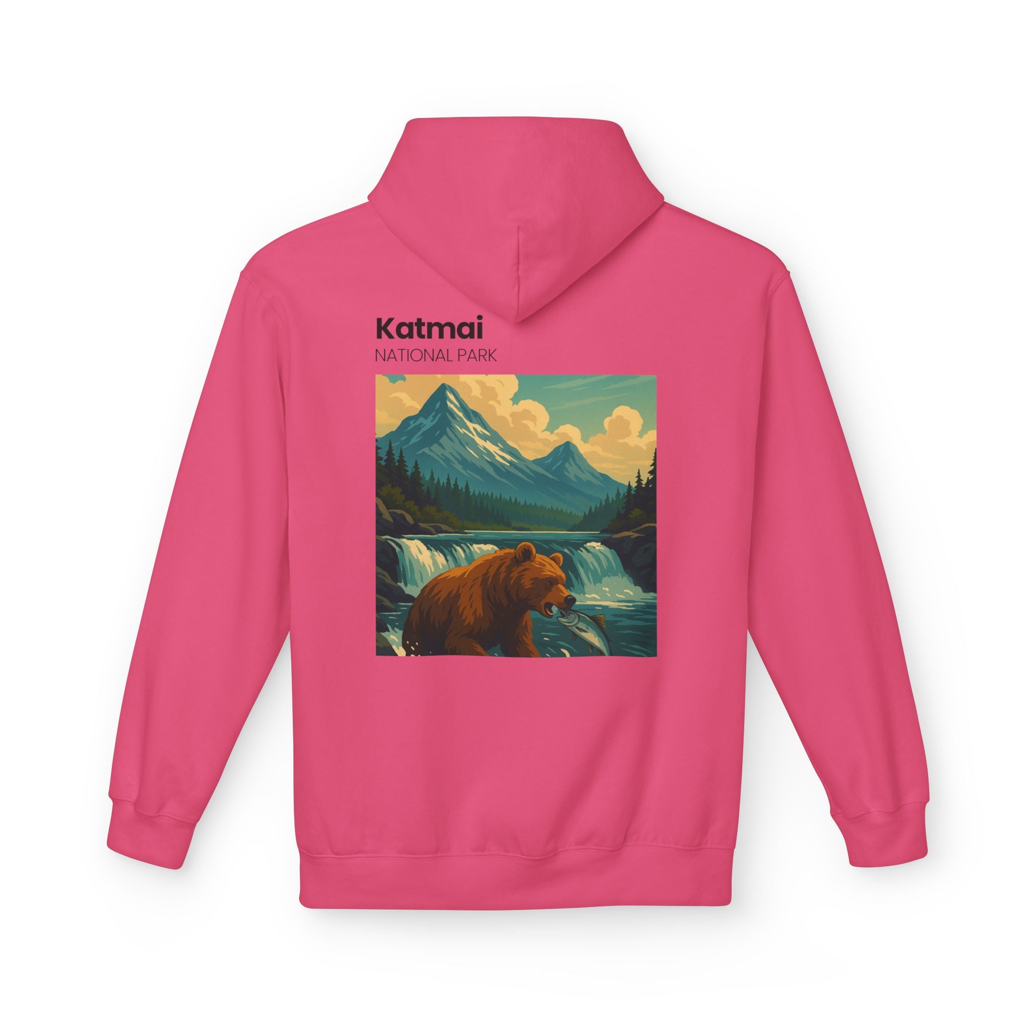 Katmai National Park Bear Hoodie | Vintage Wilderness Landscape