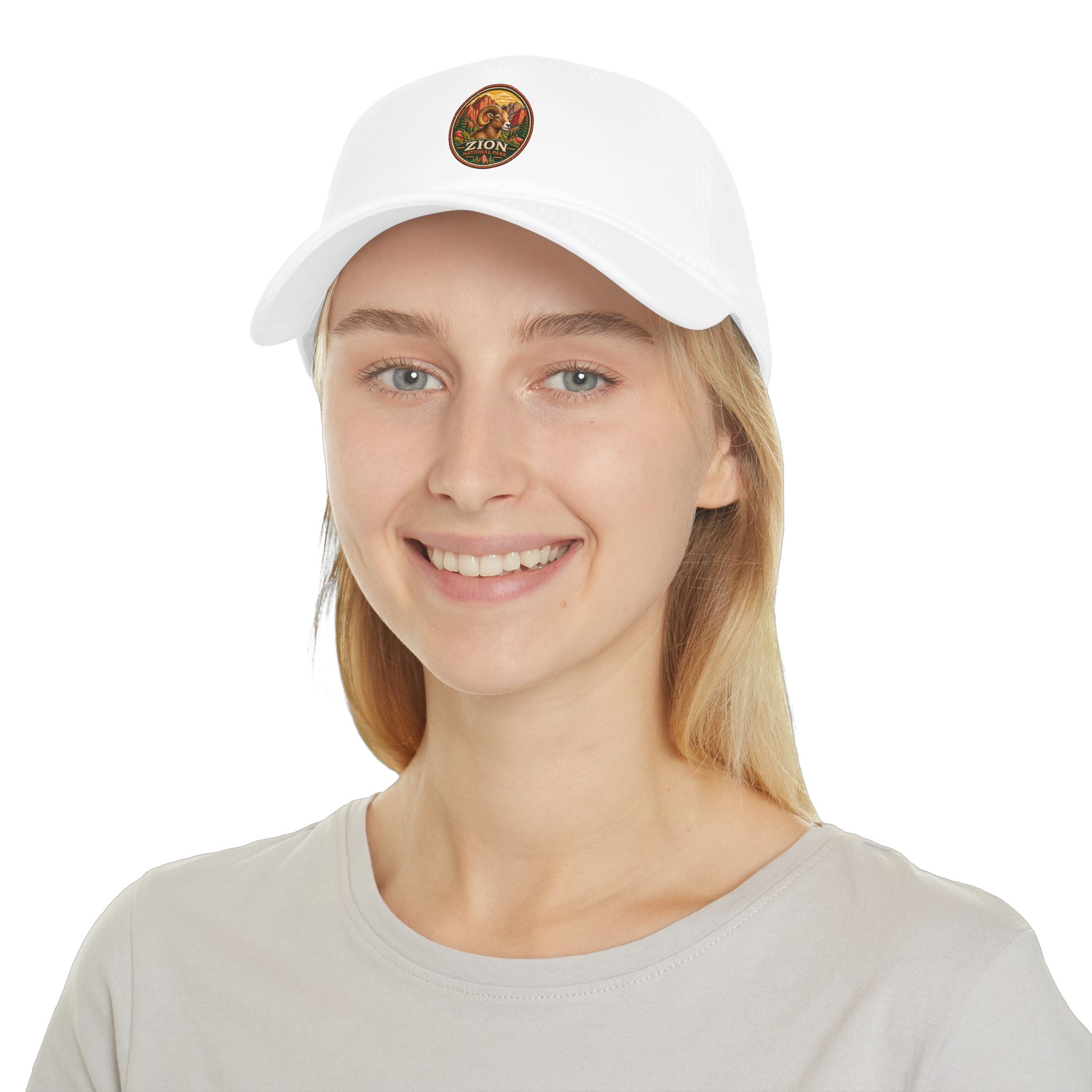 Bighorn Sheep Zion National Park Vintage Graphic Cap round logo