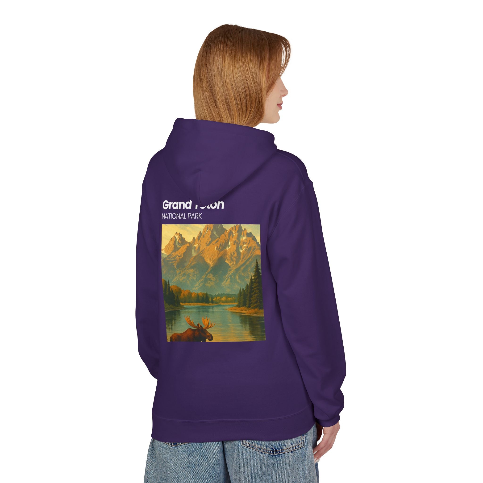 Grand Teton National Park scenic print Hoodie | Moose Lake mountain landscape