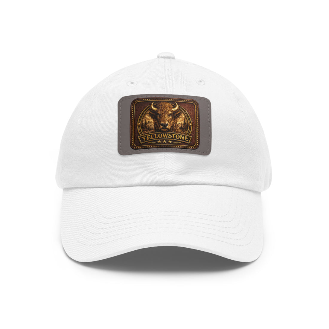 Yellowstone Bison Leather Patch Dad Hat | Rectangle Patch Cap