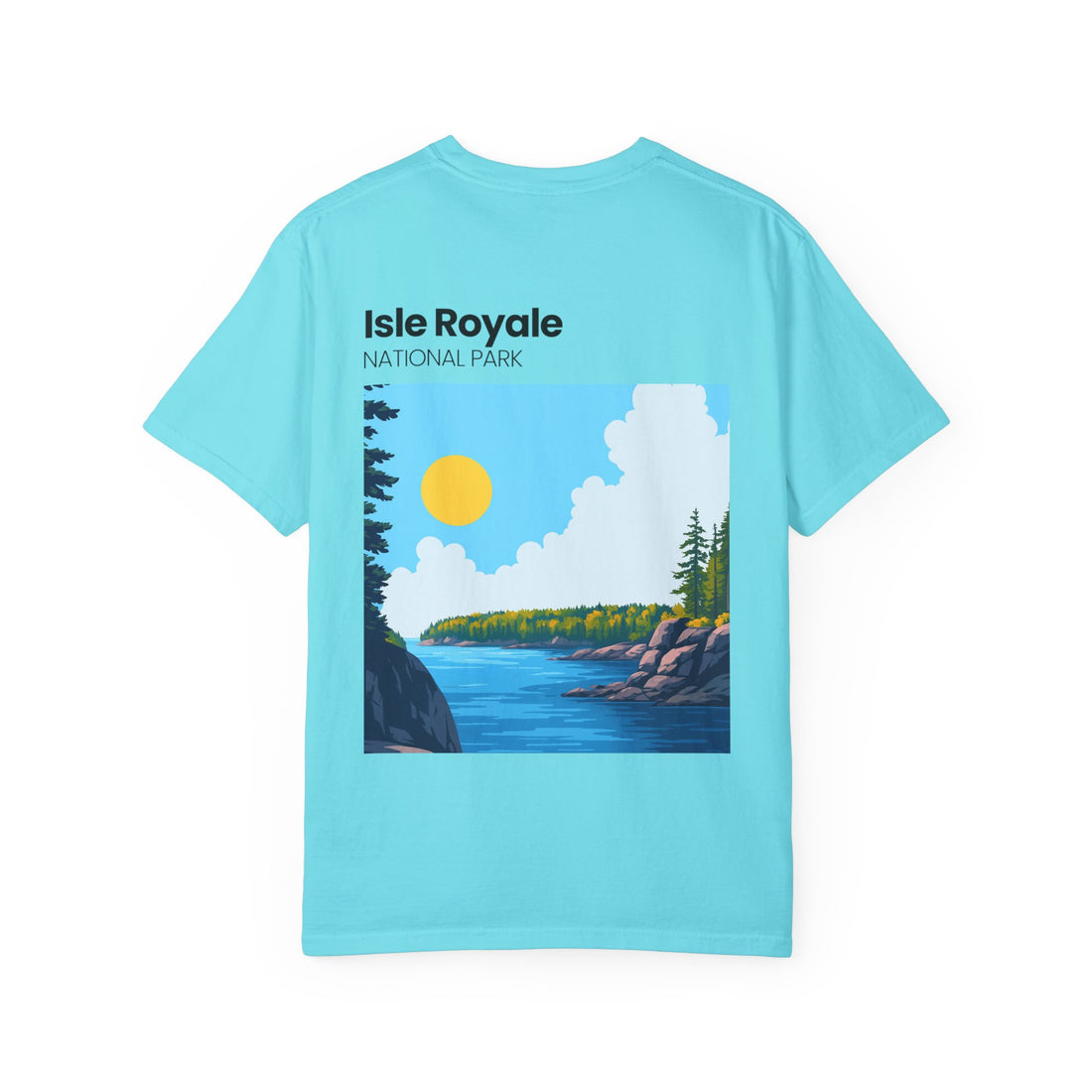 Isle Royale National Park Illustration T-shirt | Scenic Lake Sunrise Tee