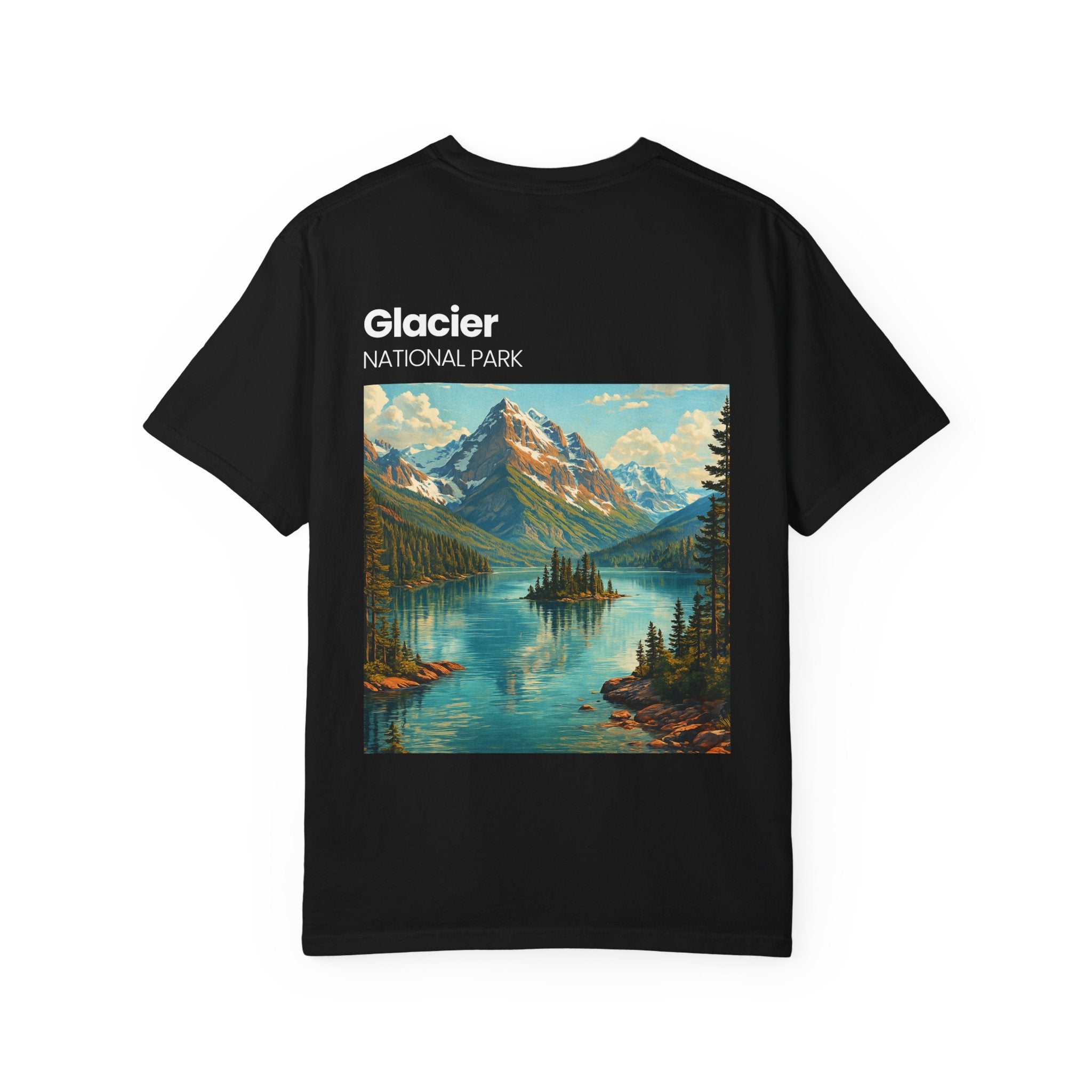 Glacier National Park Landscape T-shirt | Vintage Mountain Lake Tee