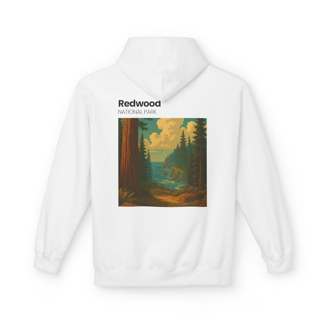Redwood National Park vintage landscape Hoodie | forest waterfall retro travel art