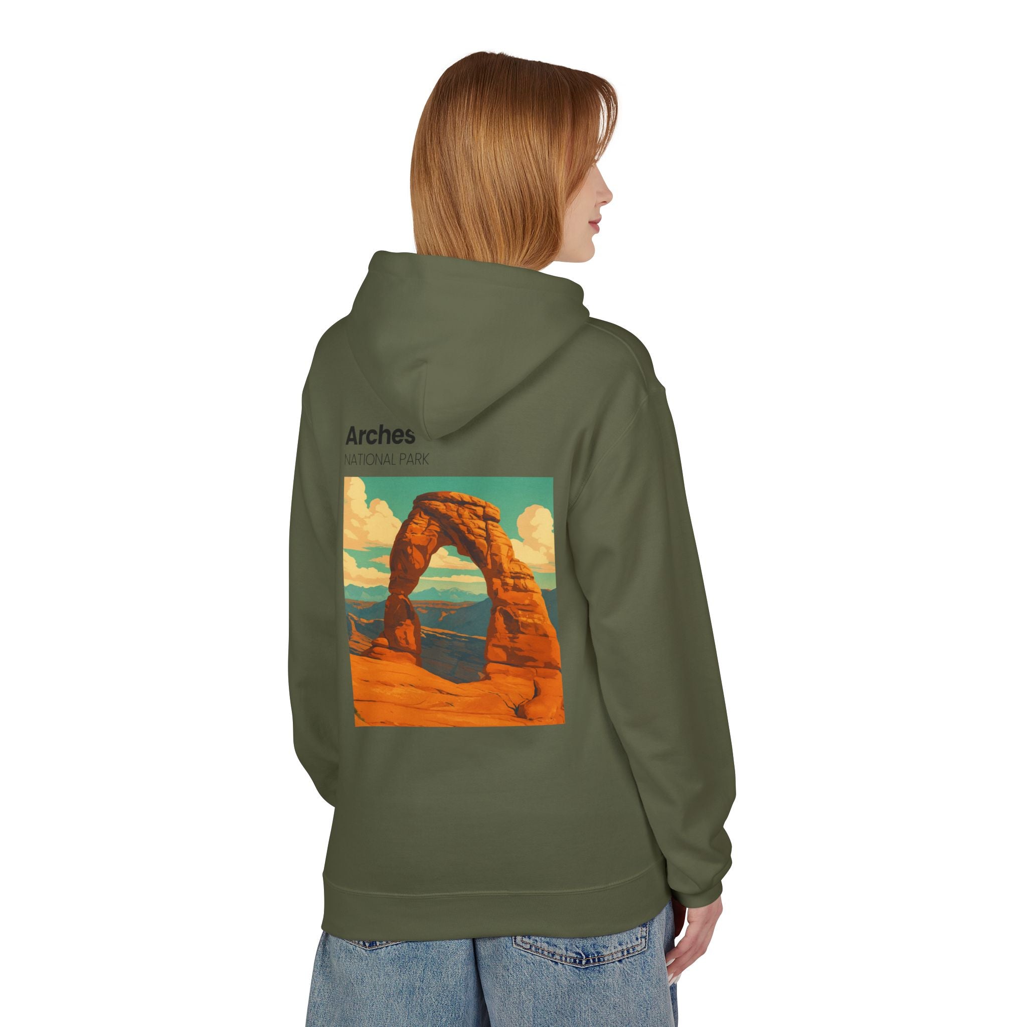 Arches National Park Arch Hoodie | Vintage Travel Poster Style