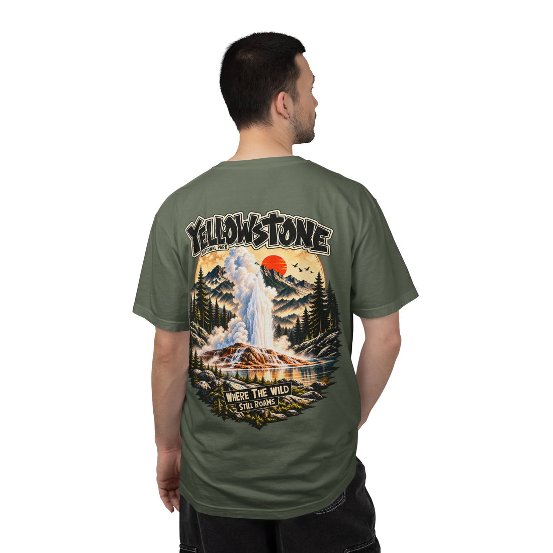 Yellowstone Old Faithful – Where the Wild Still Roams T-Shirt Model1