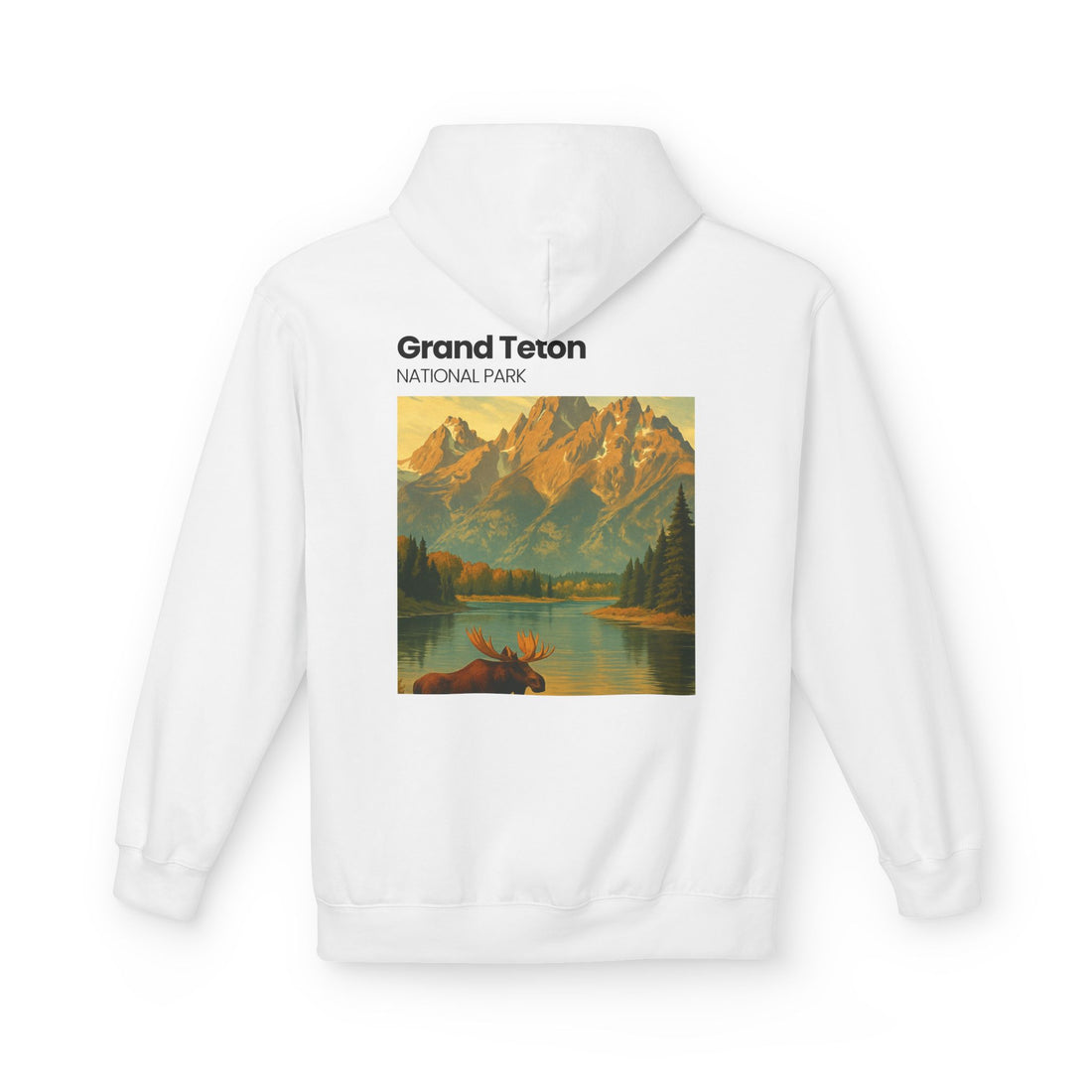 Grand Teton National Park scenic print Hoodie | Moose Lake mountain landscape