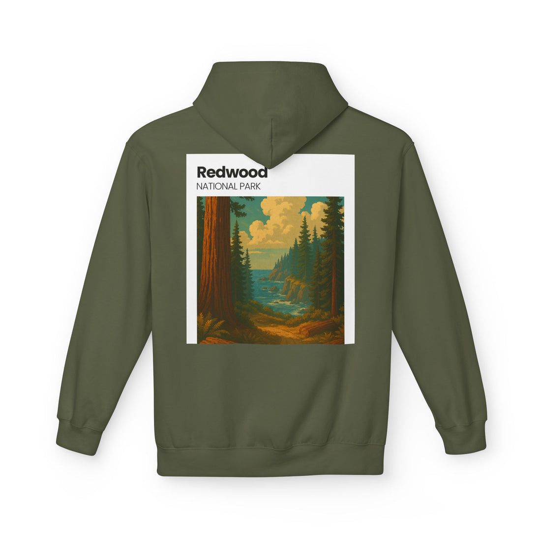 Redwood National Park vintage landscape Hoodie | forest waterfall retro travel art