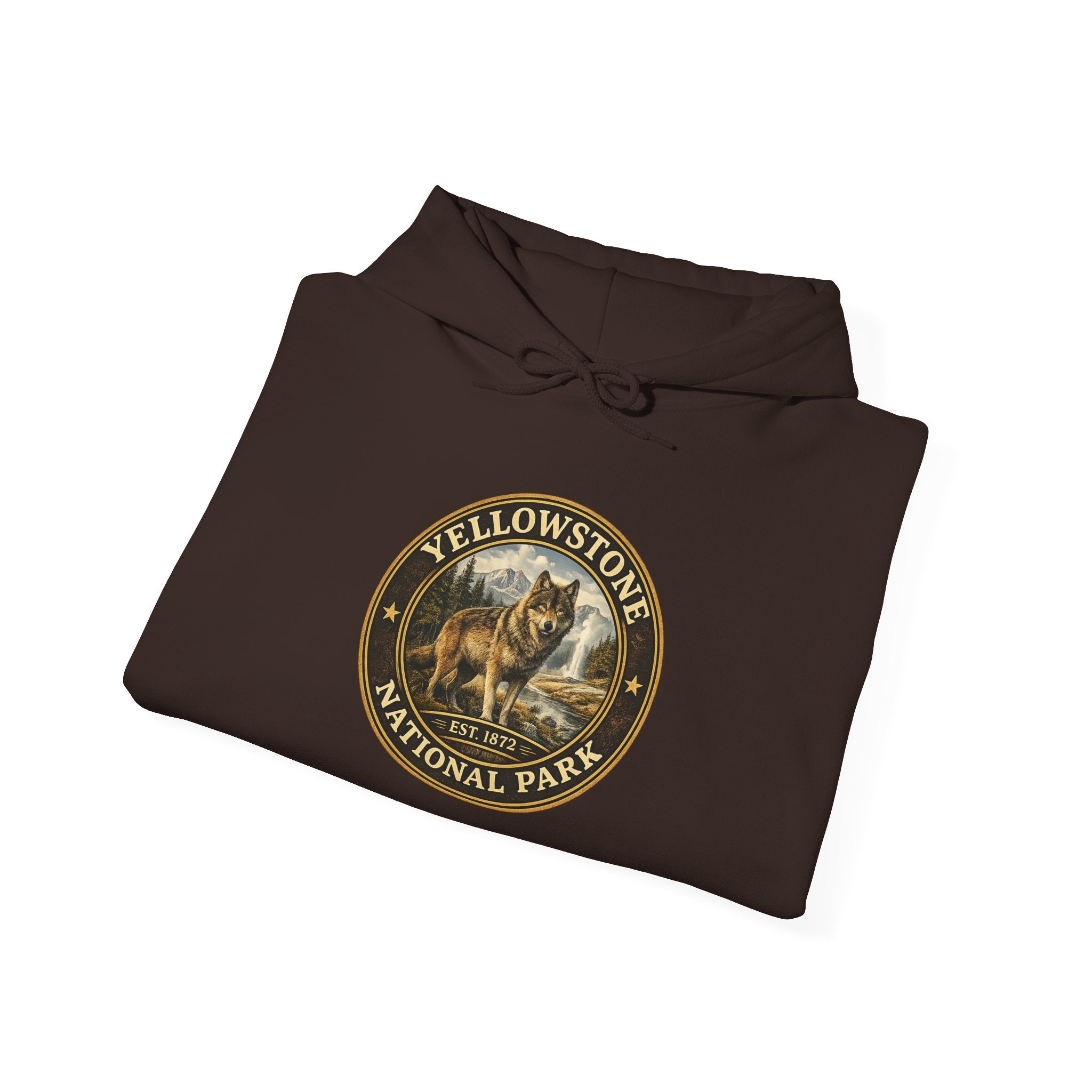 Yellowstone Wolf Round Badge Hoodie