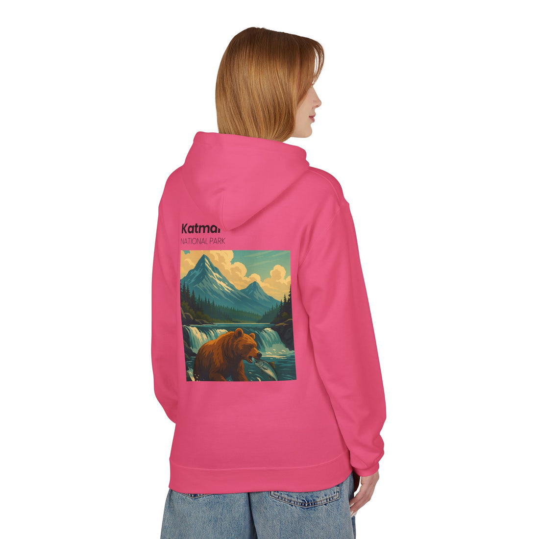 Katmai National Park Bear Hoodie | Vintage Wilderness Landscape