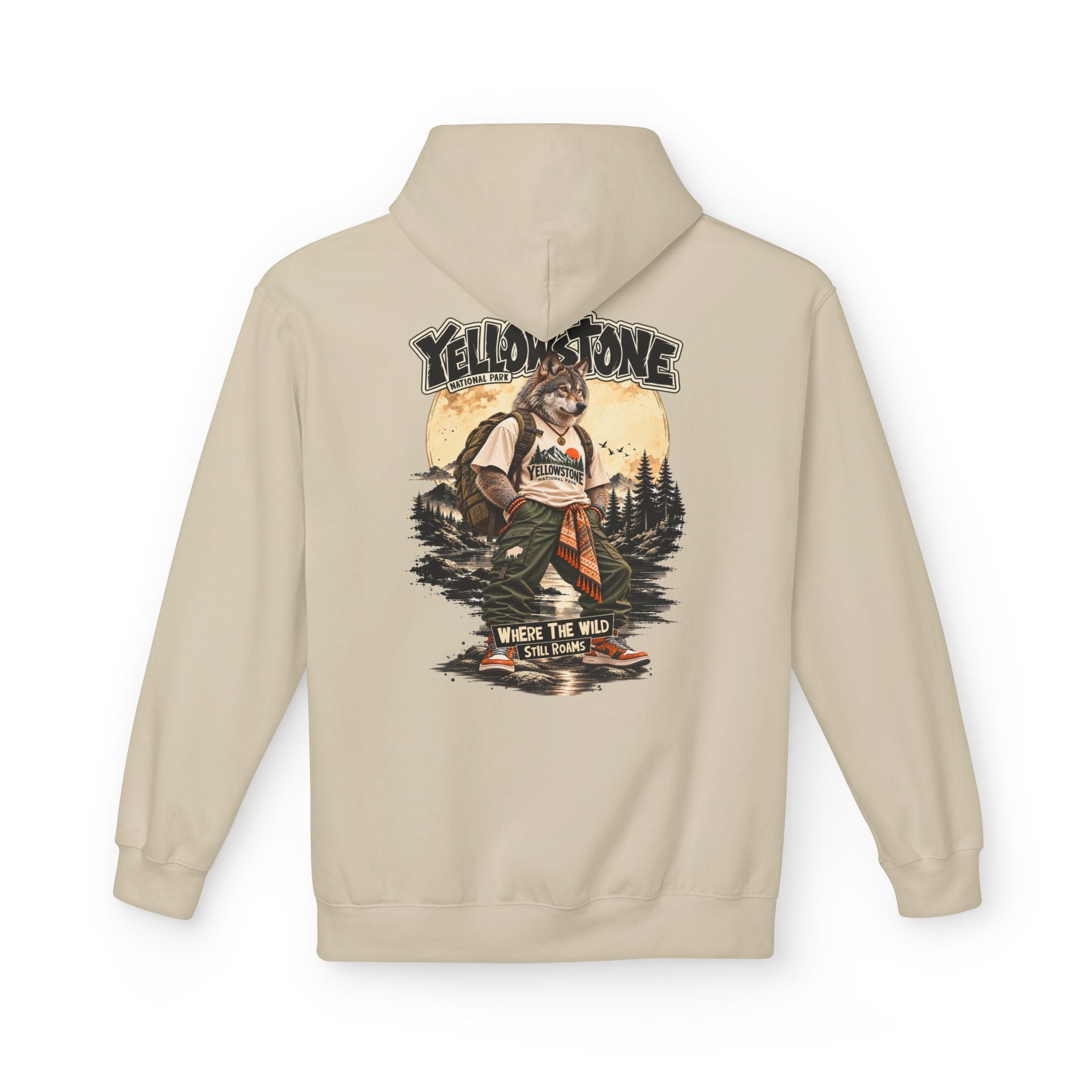 Yellowstone Wolf – Where the Wild Still Roams Hoodie Model1