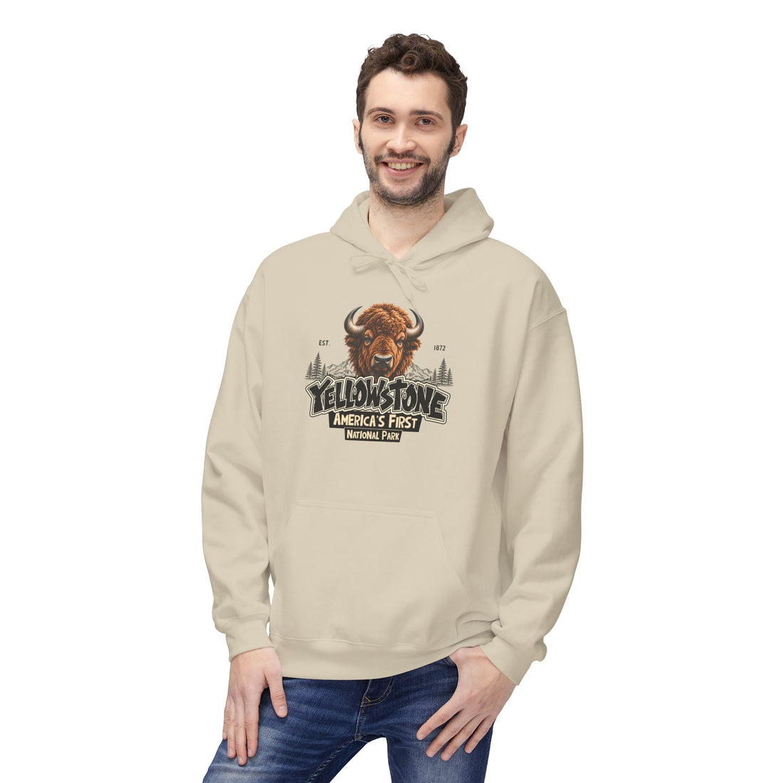 Yellowstone Bison – Where the Wild Still Roams Hoodie Model1
