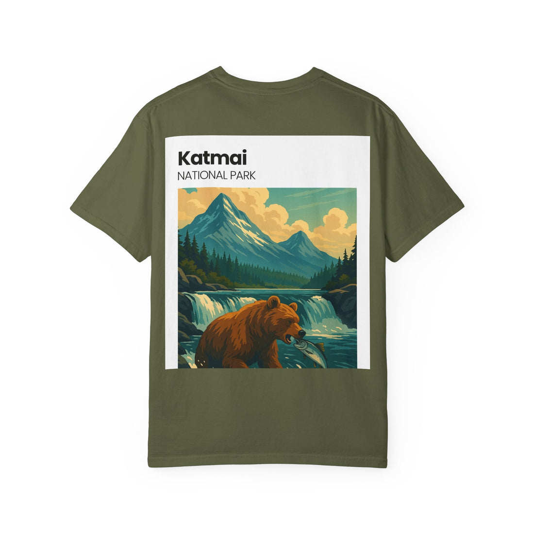 Katmai National Park Bear Illustration T-shirt | Mountain River Nature Tee