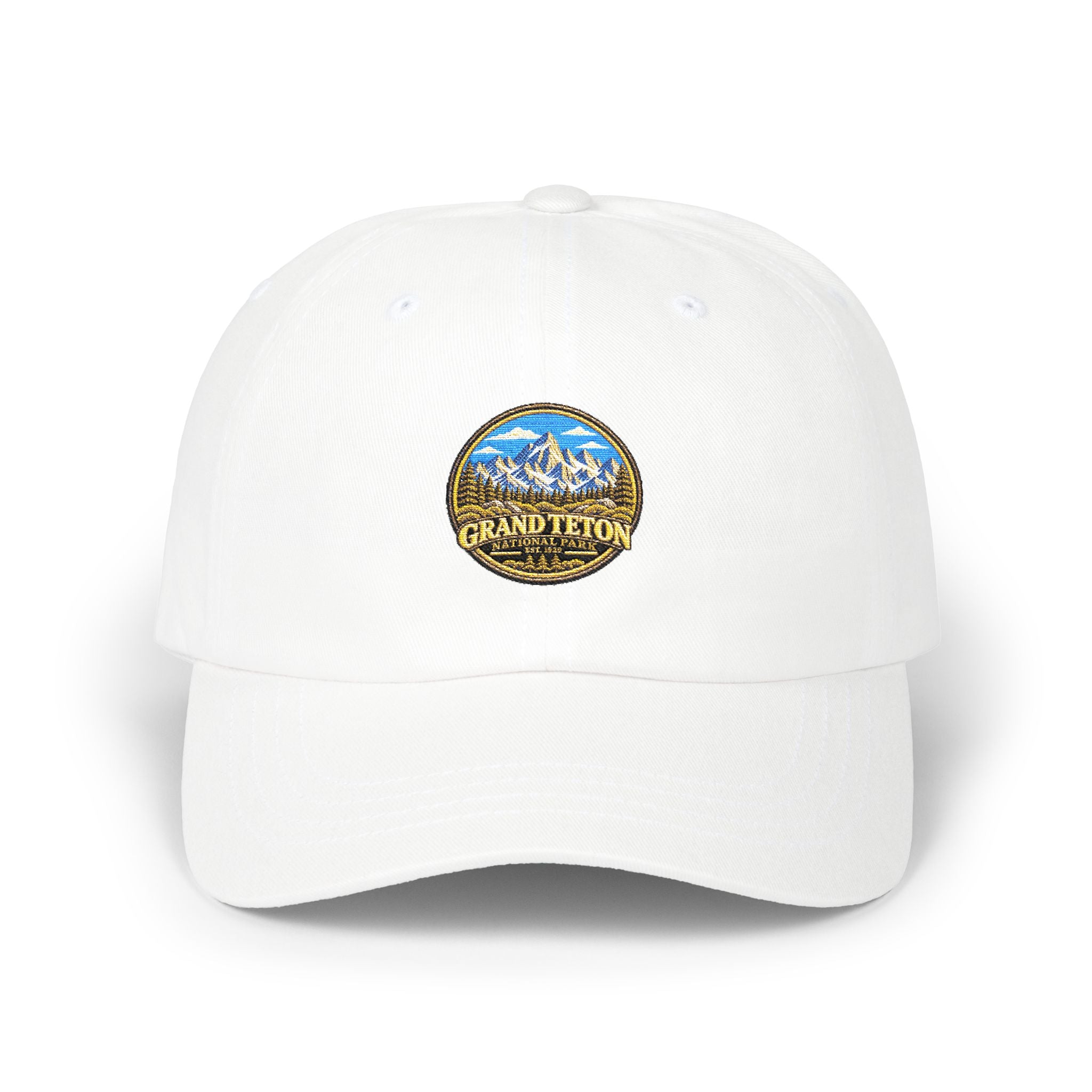 Grand Teton National Park Teton Peaks Round Logo Dad Cap